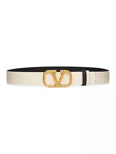 Vlogo Signature Belt In Shiny Calfskin 30mm for Woman in Powder Rose