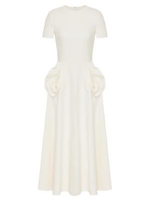 Valentino Garavani V-detailed mid-length crepe dress - NEUTRALS