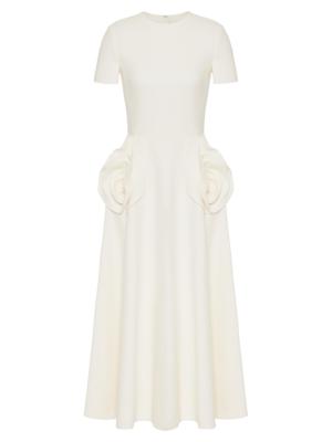 Valentino Garavani V-detailed mid-length crepe dress - NEUTRALS