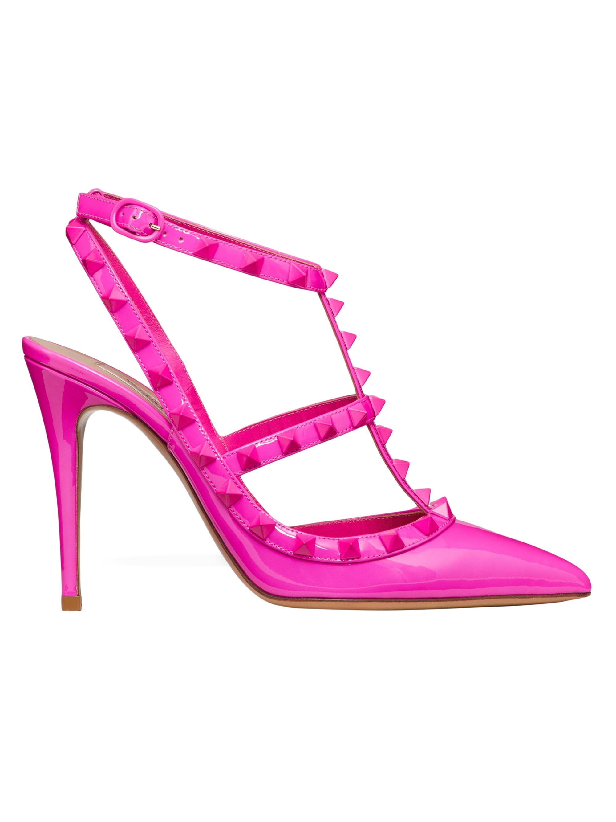 Valentino Garavani Rockstud Ankle Strap Patent-Leather Pumps