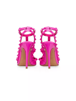 Valentino Garavani Rockstud metallic-effect 100mm sandals - Pink