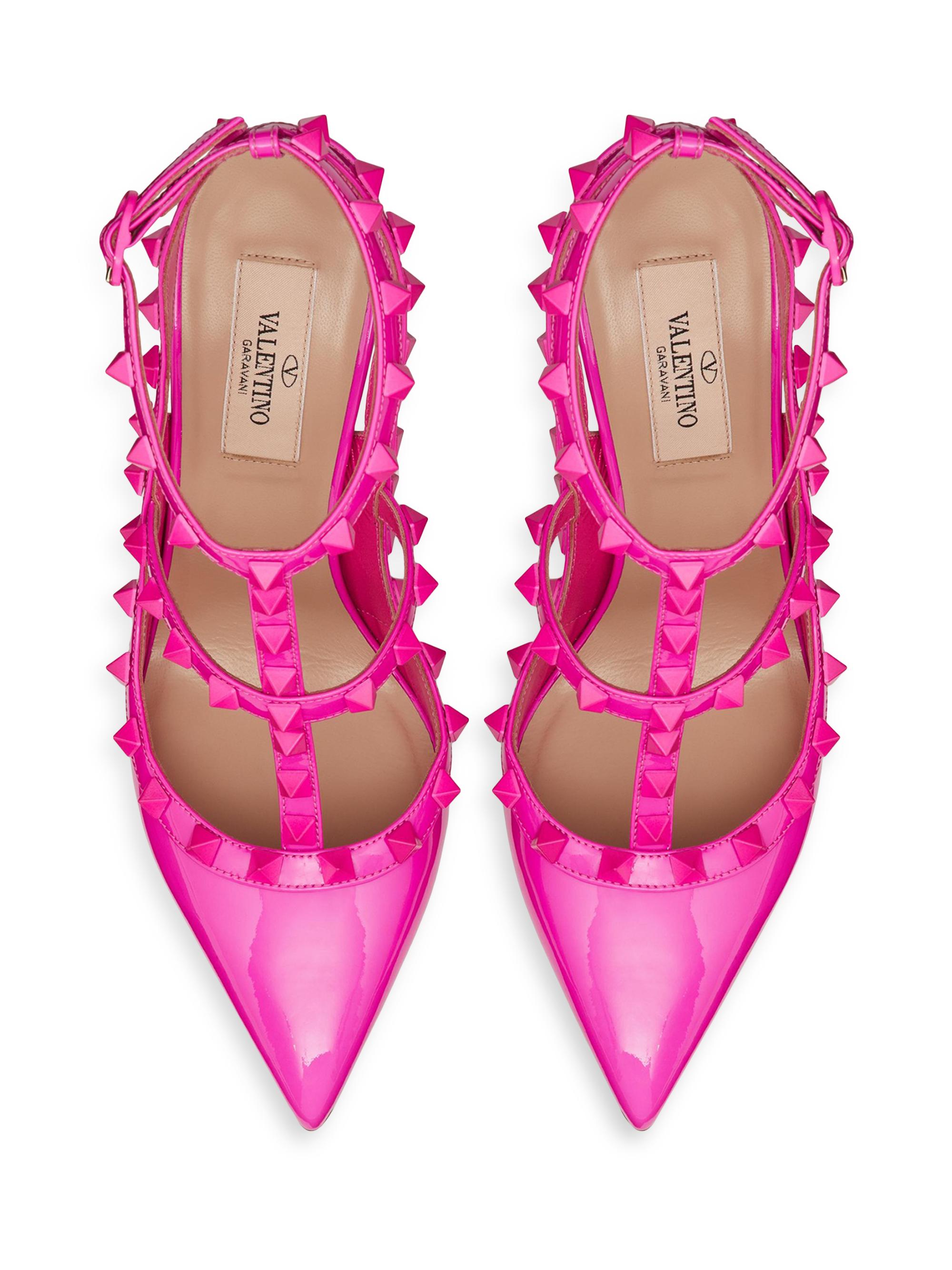 Valentino Garavani Rockstud Ankle Strap Patent-Leather Pumps