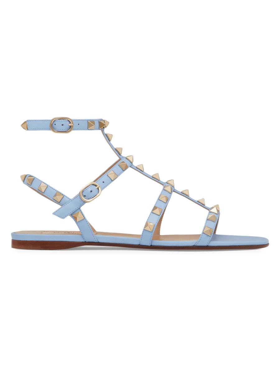 サンダル VALENTINO FW25 Sandals (7Y2S0J93MYC 0NO) Valentino Garavani Rockstud Flat Calfskin Sandals with