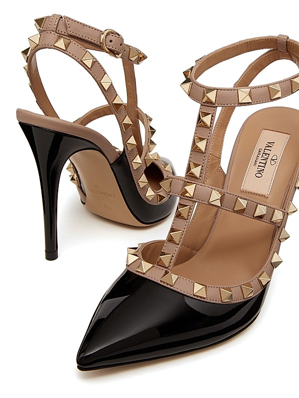 Shop Valentino Garavani Patent Rockstud Caged Pumps 100 MM Shop Valentino Garavani Patent Rockstud Caged Pumps 100 MM