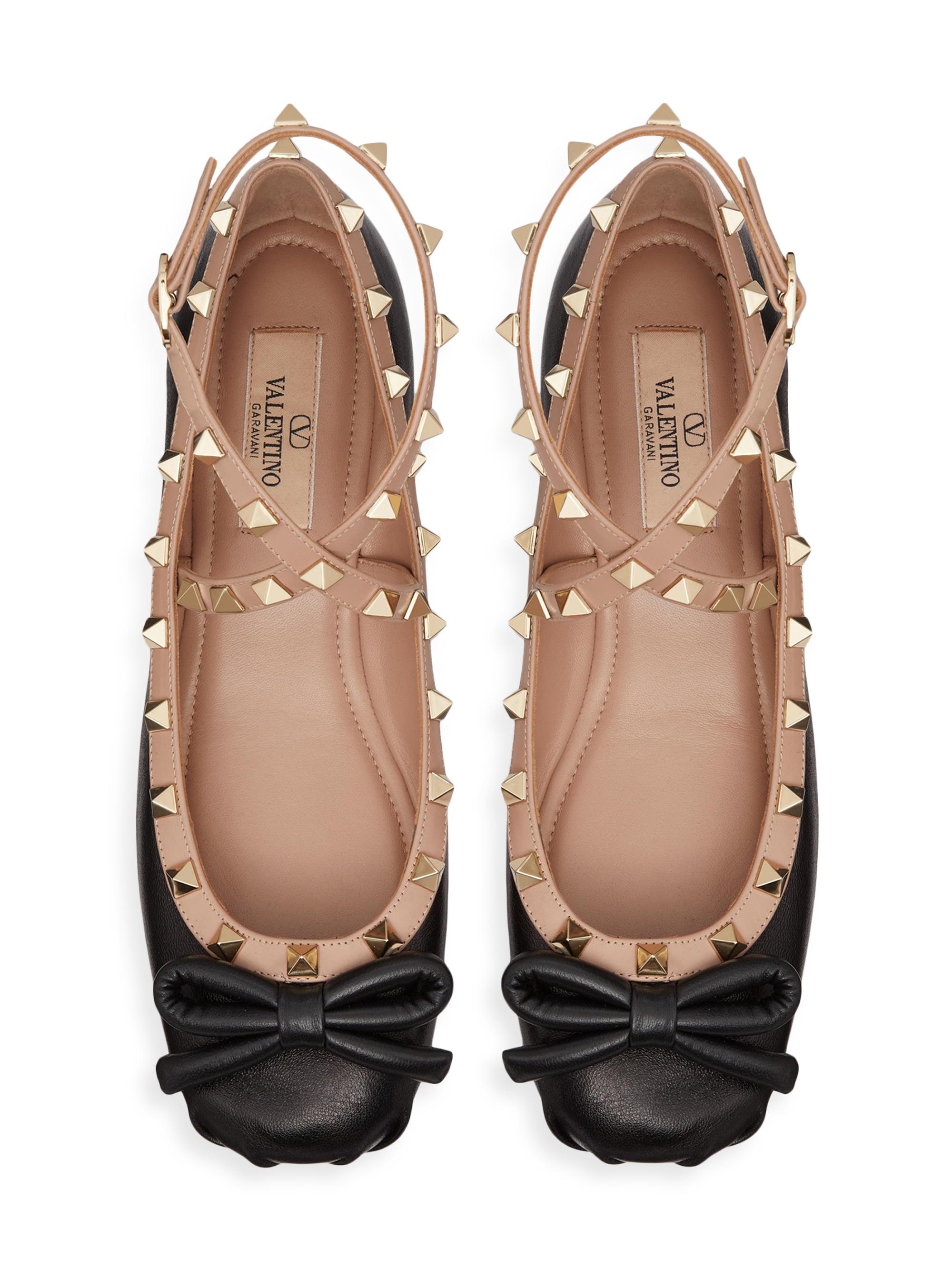 Valentino Ballerina ブラック Valentino Garavani Rockstud Ballerina Flats In Nappa Leather
