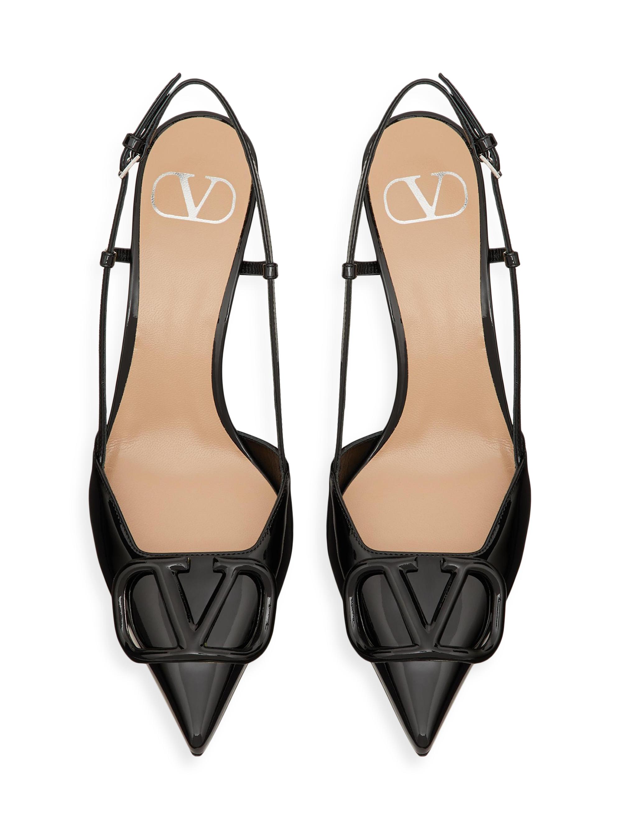 Valentino Garavani VLogo 80MM Signature Patent Leather Slingback