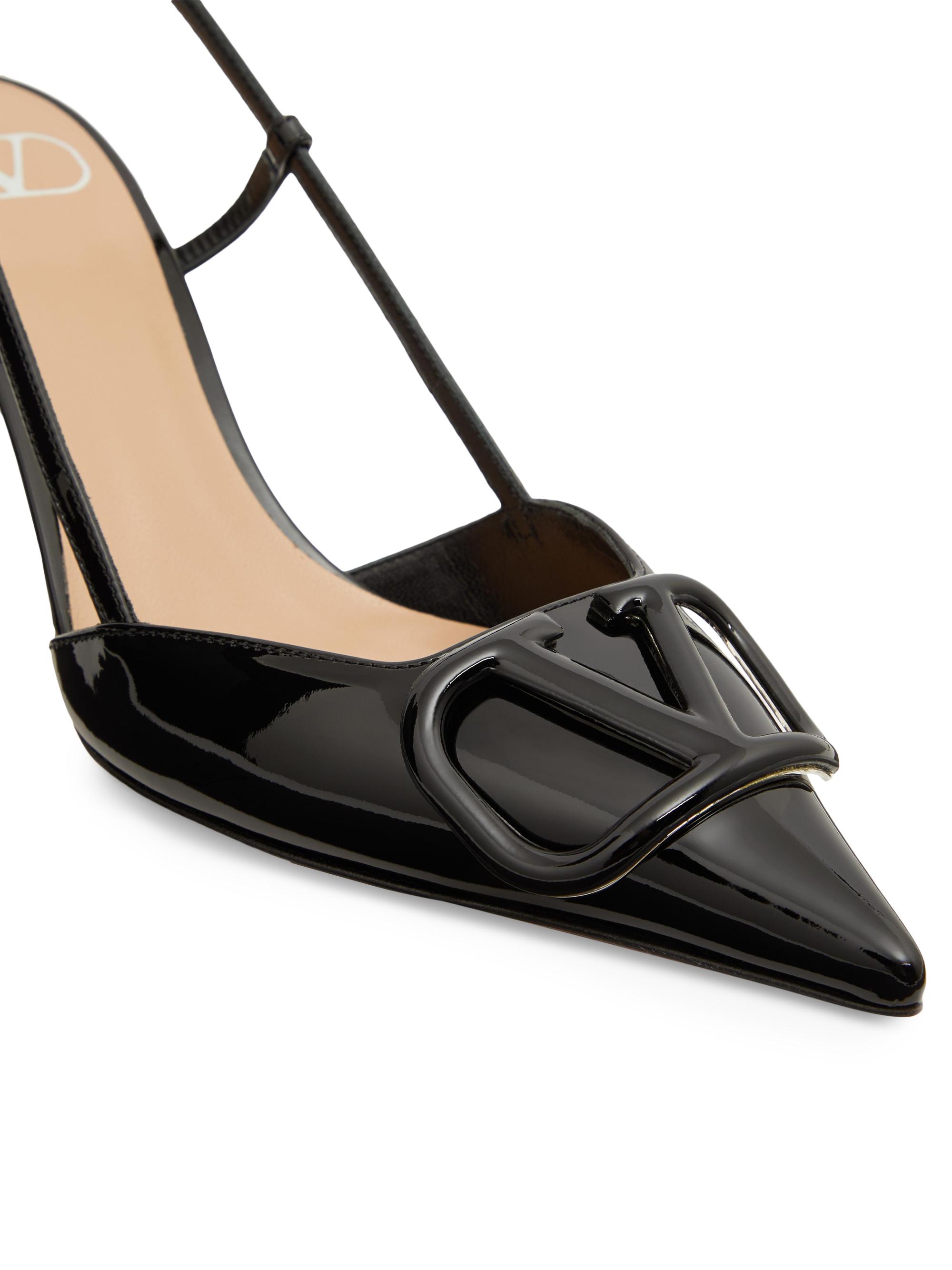 Valentino Garavani VLogo 80MM Signature Patent Leather Slingback