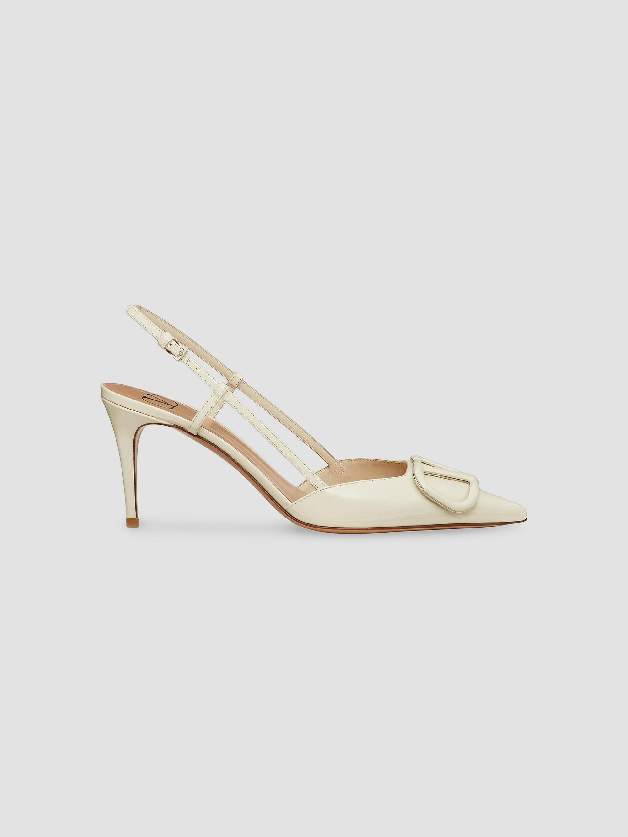 Valentino Garavani Women's VLogo 80MM Signature Patent Leather Slingback Pumps - Light | Thumbnail 7