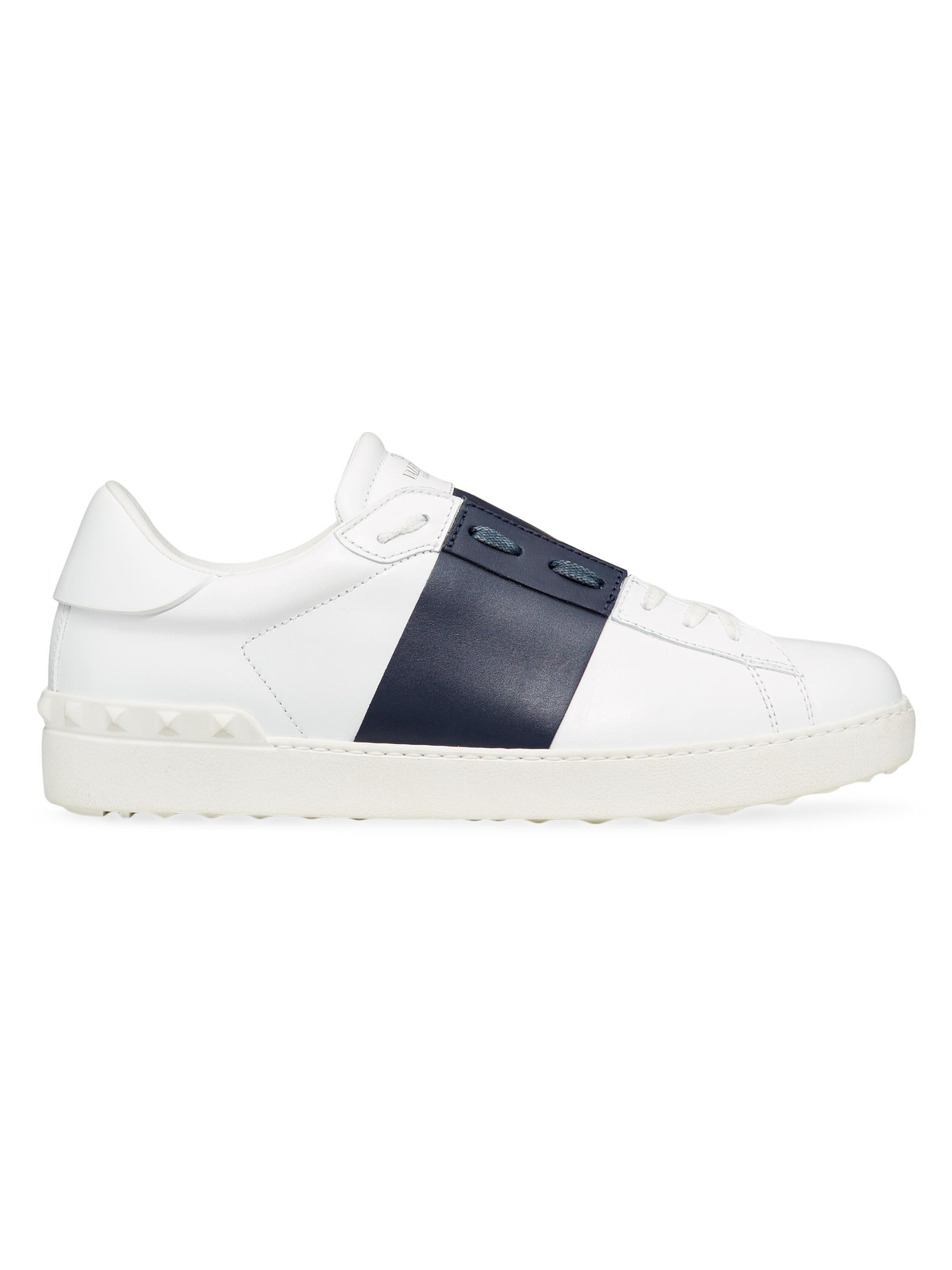 Valentino Garavani Men's Calfskin Open Sneakers - White Marine