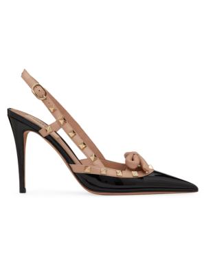 100mm Rockstud Leather Pumps