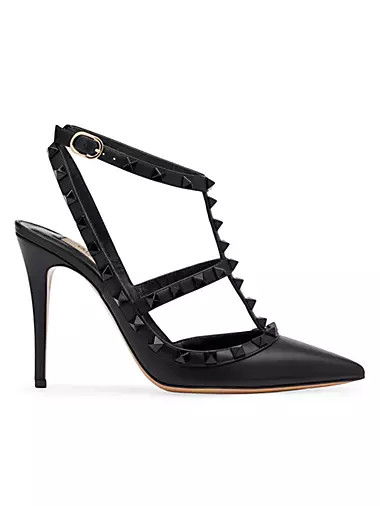 Rockstud Ankle Strap Pumps With Tonal Studs 100 MM