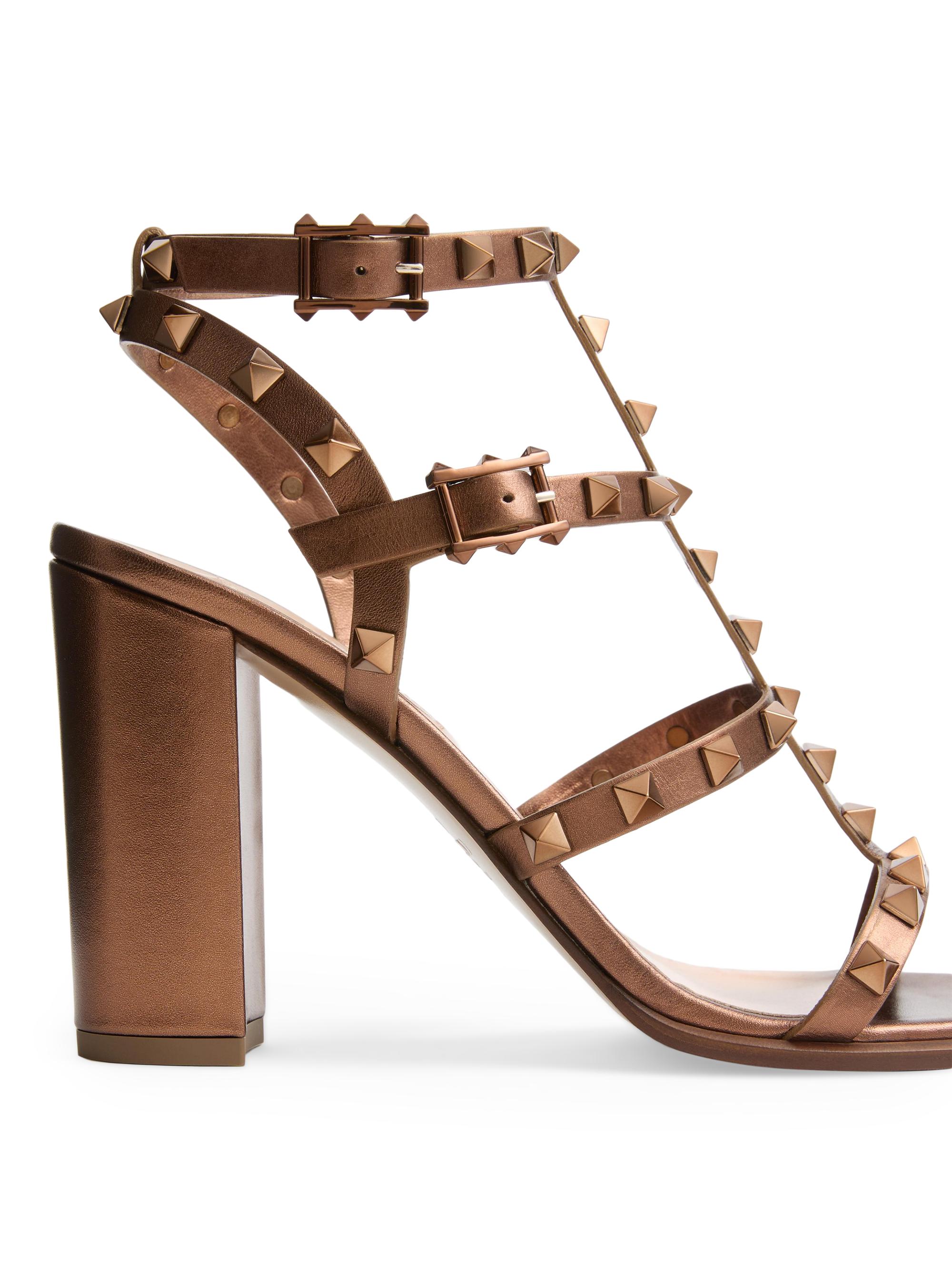 Valentino Garavani Rockstud Metallic Calfskin Leather Ankle