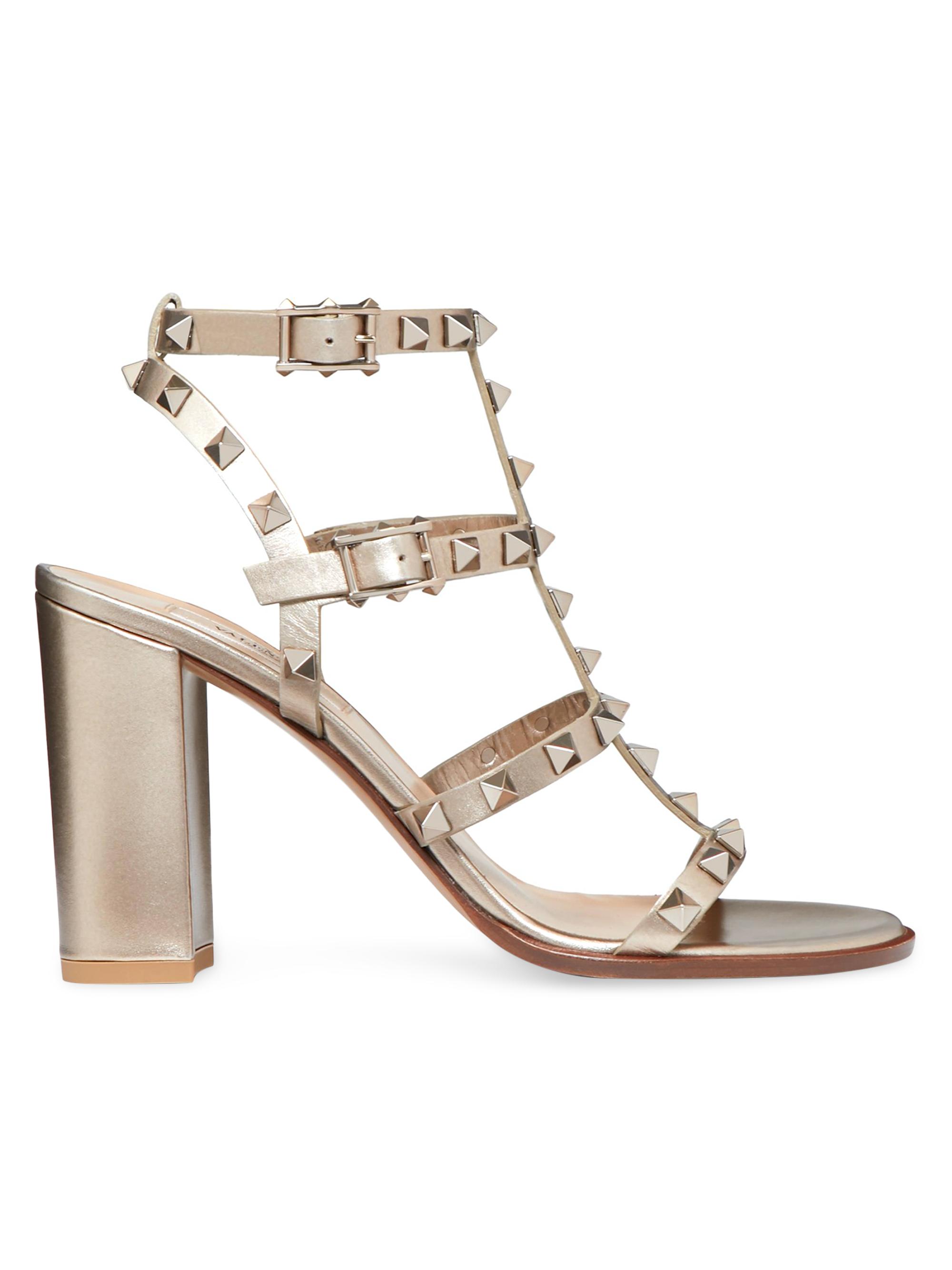 Valentino Garavani Rockstud flat leather sandals - Blue