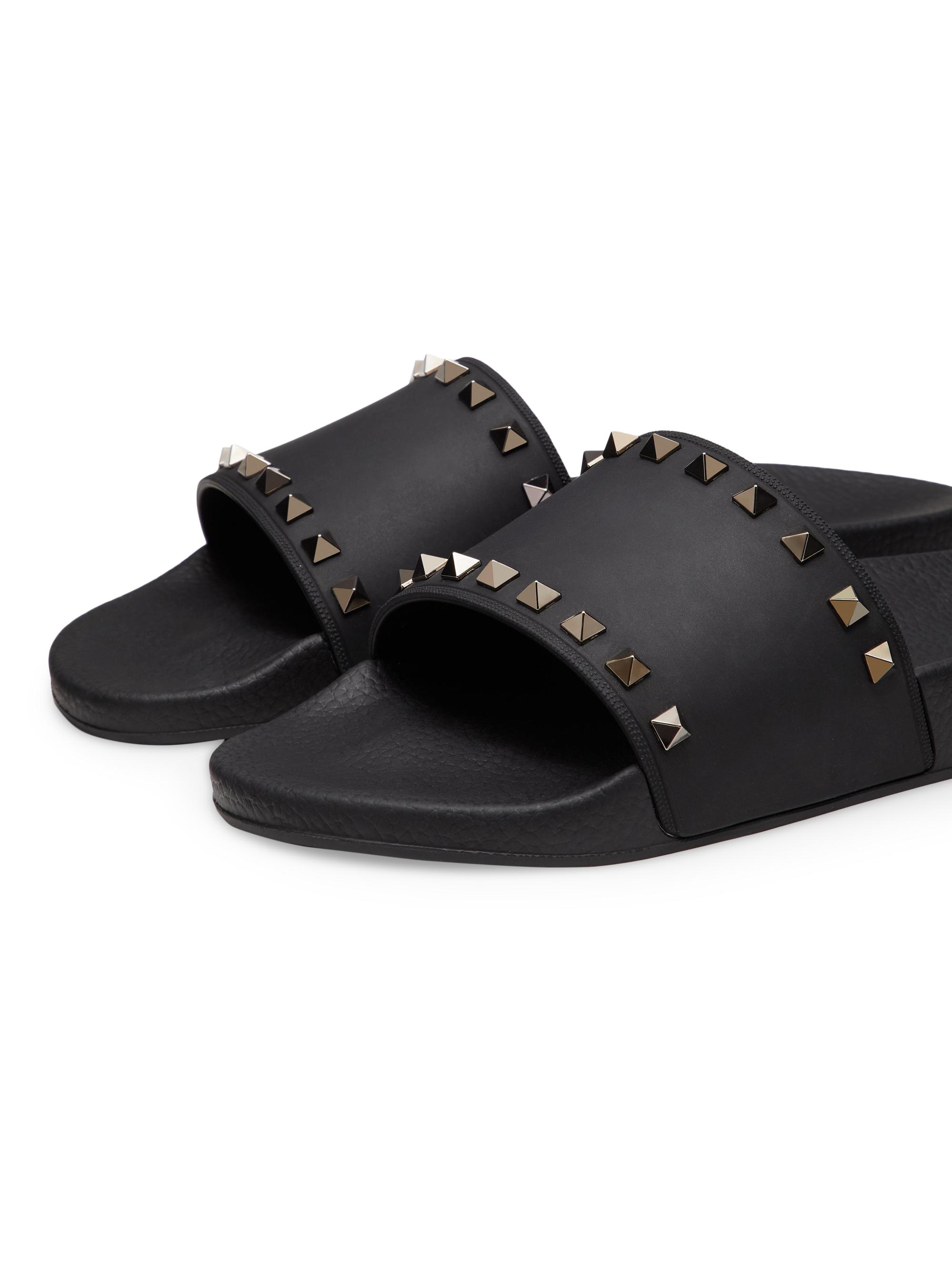 Valentino Garavani Rockstud Rubber Slider Sandals | Saks Fifth Avenue
