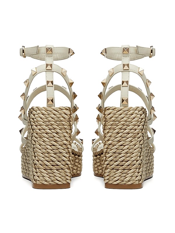 Shop Valentino Garavani Rockstud Calfskin Wedge Sandals With Shop Valentino Garavani Rockstud Calfskin Wedge Sandals With