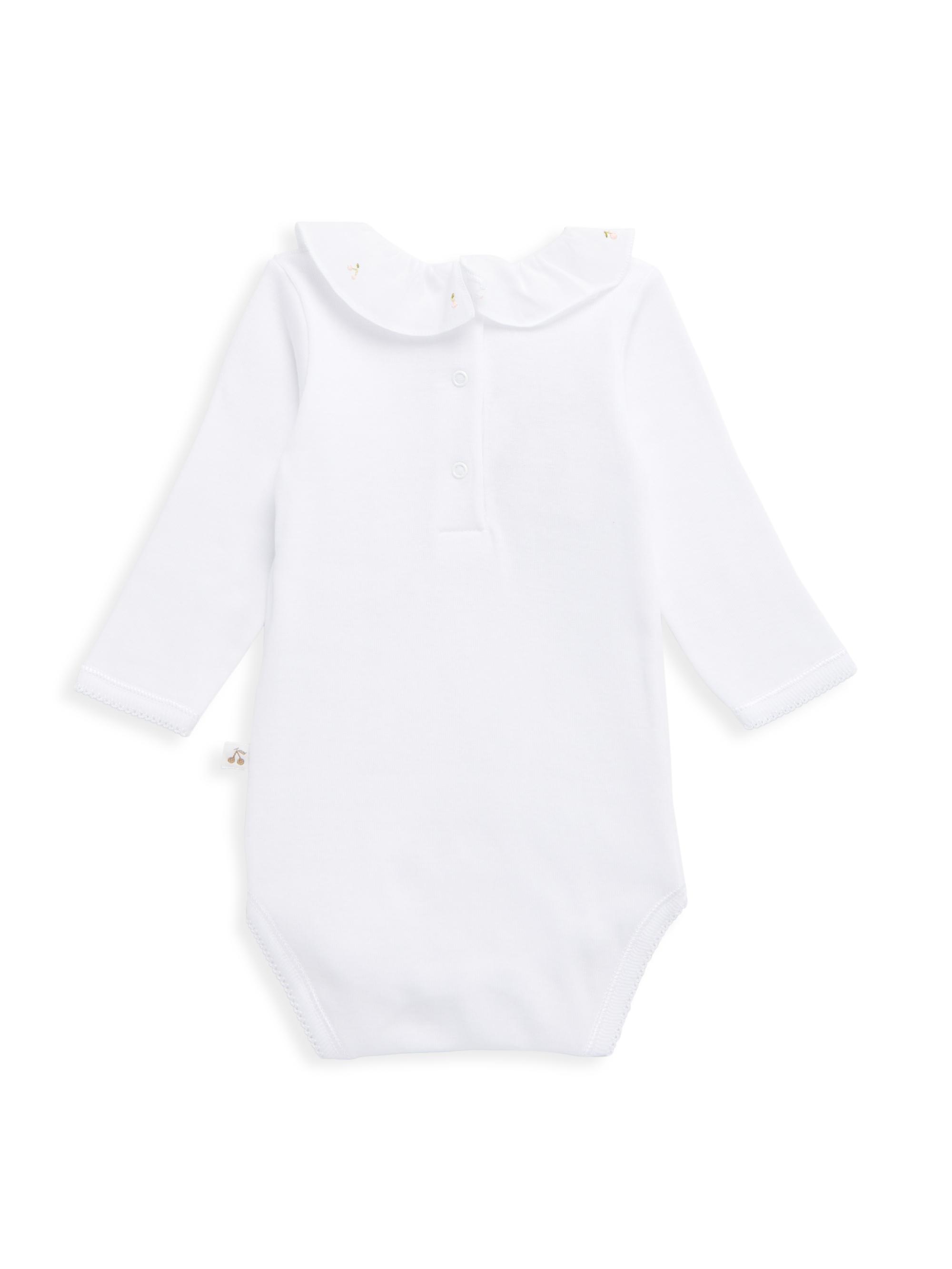 Bonpoint Baby Girl's Cherry Embroidered Ruffle-Trim Bodysuit