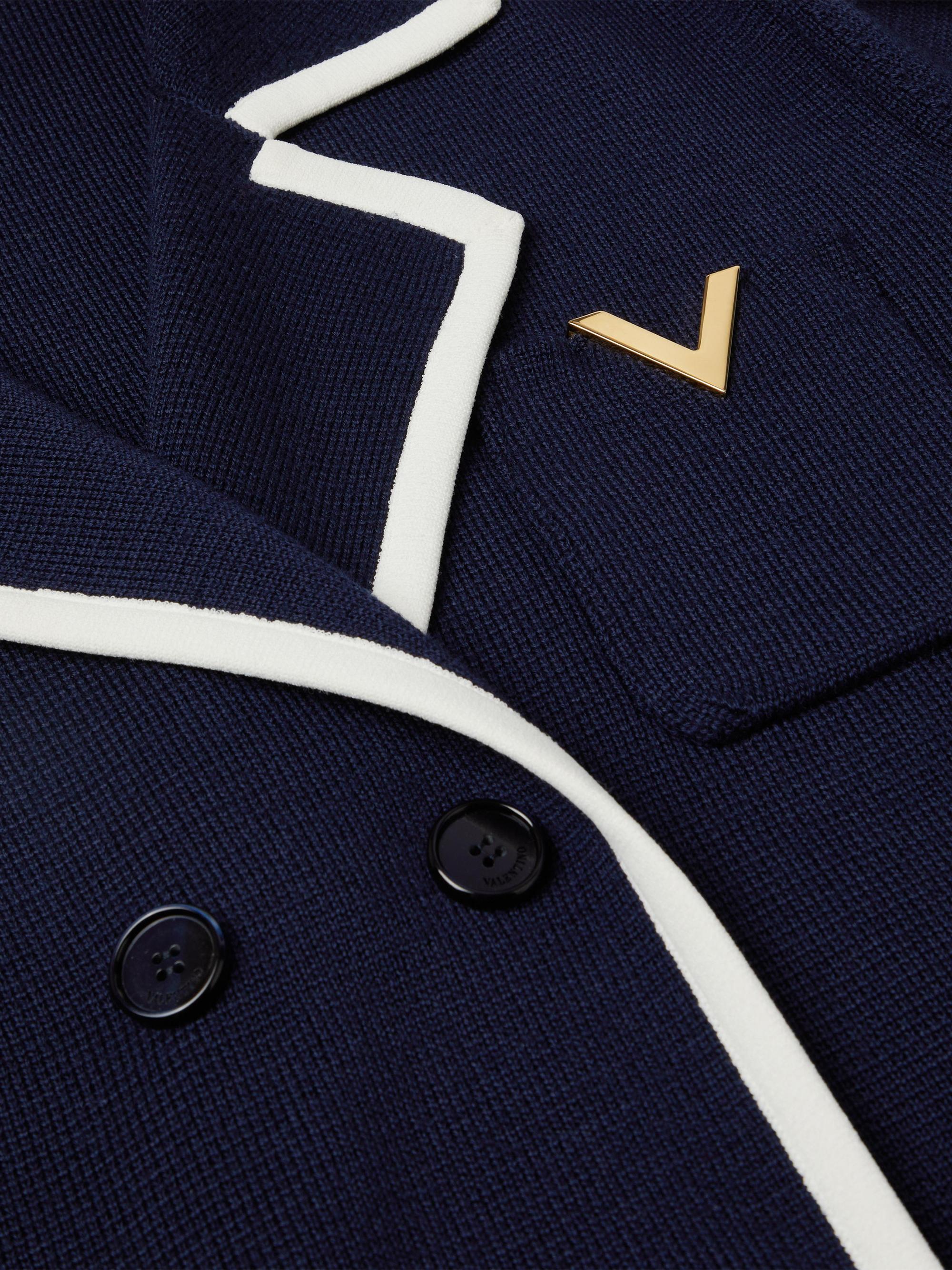 Valentino Garavani Double Breasted Wool Jacket With Metallic V