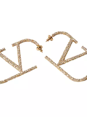 Valentino Garavani VLogo Signature crystal hoop earrings - Gold