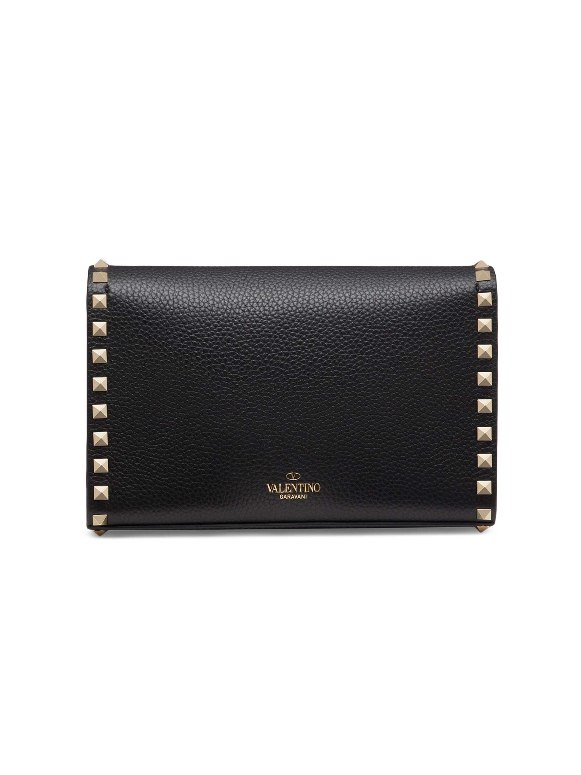 【未使用品箱付き】VALENTINO Black Rockstud　Bag Valentino Black Pebbled Leather Turquoise Rockstud Small Trapeze