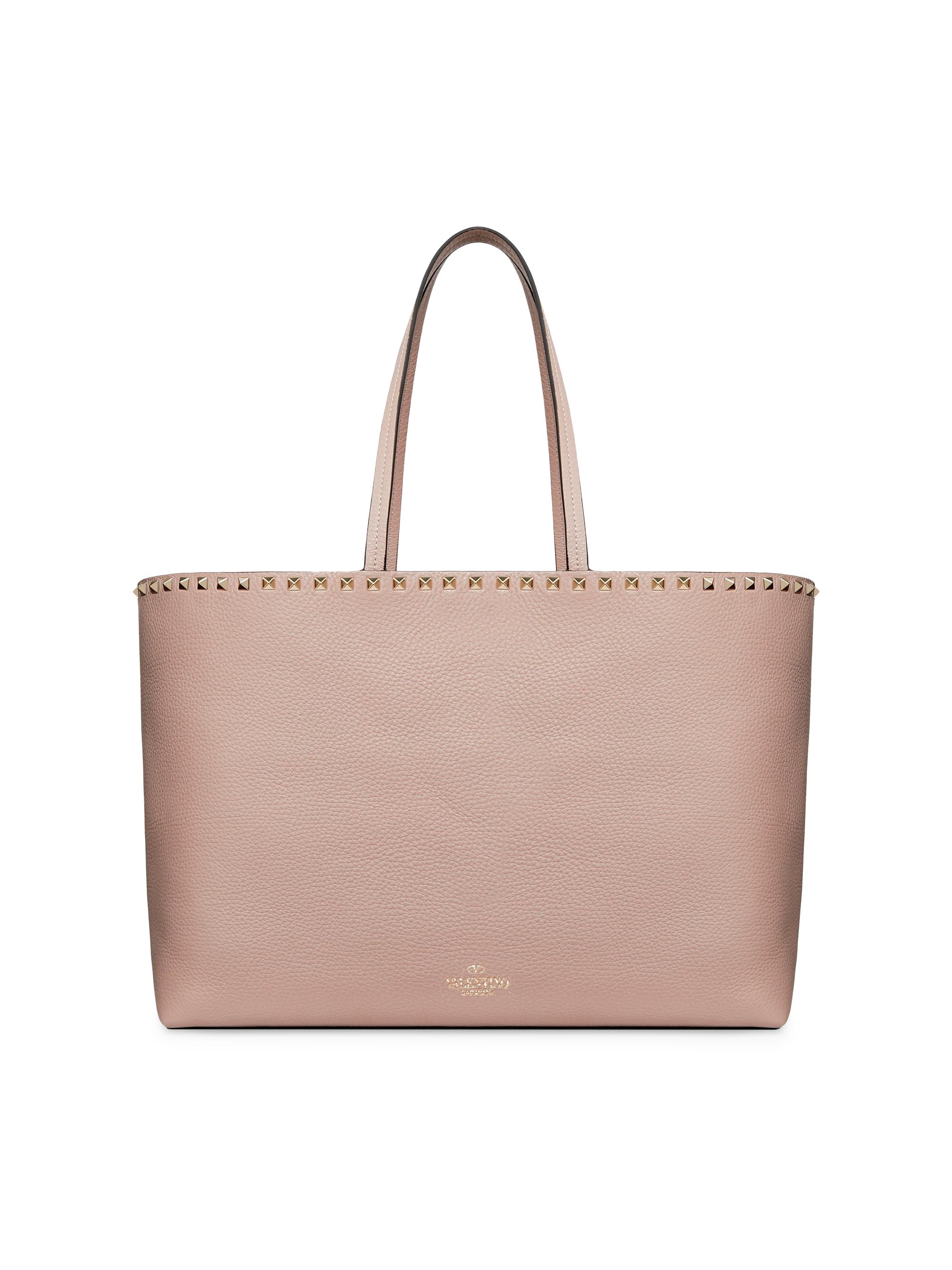 Valentino Garavani Women's Rockstud Grainy Calfskin Tote Bag - Poudre