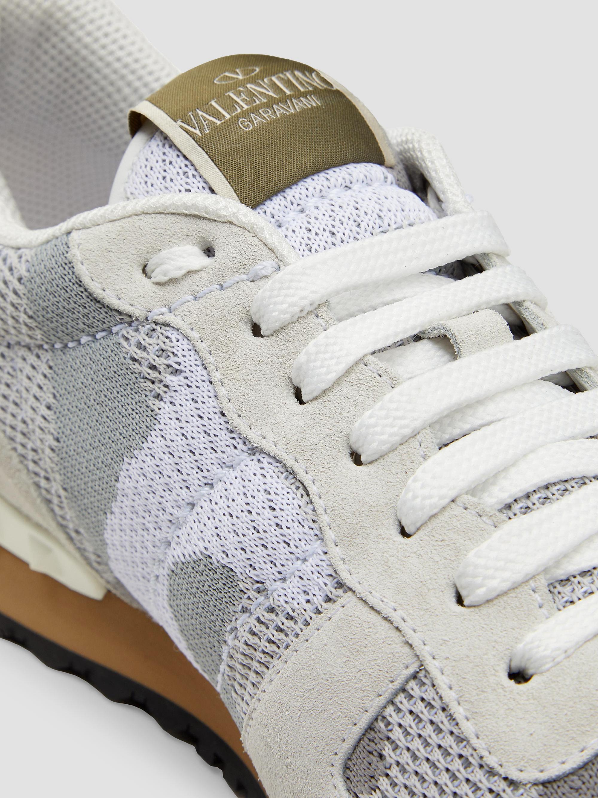 VALENTINO GARAVANI Mesh Fabric  Camouflage Rockrunner Rockstud Shoes Valentino Garavani Rockrunner Mesh Fabric Camouflage White  main image 4
