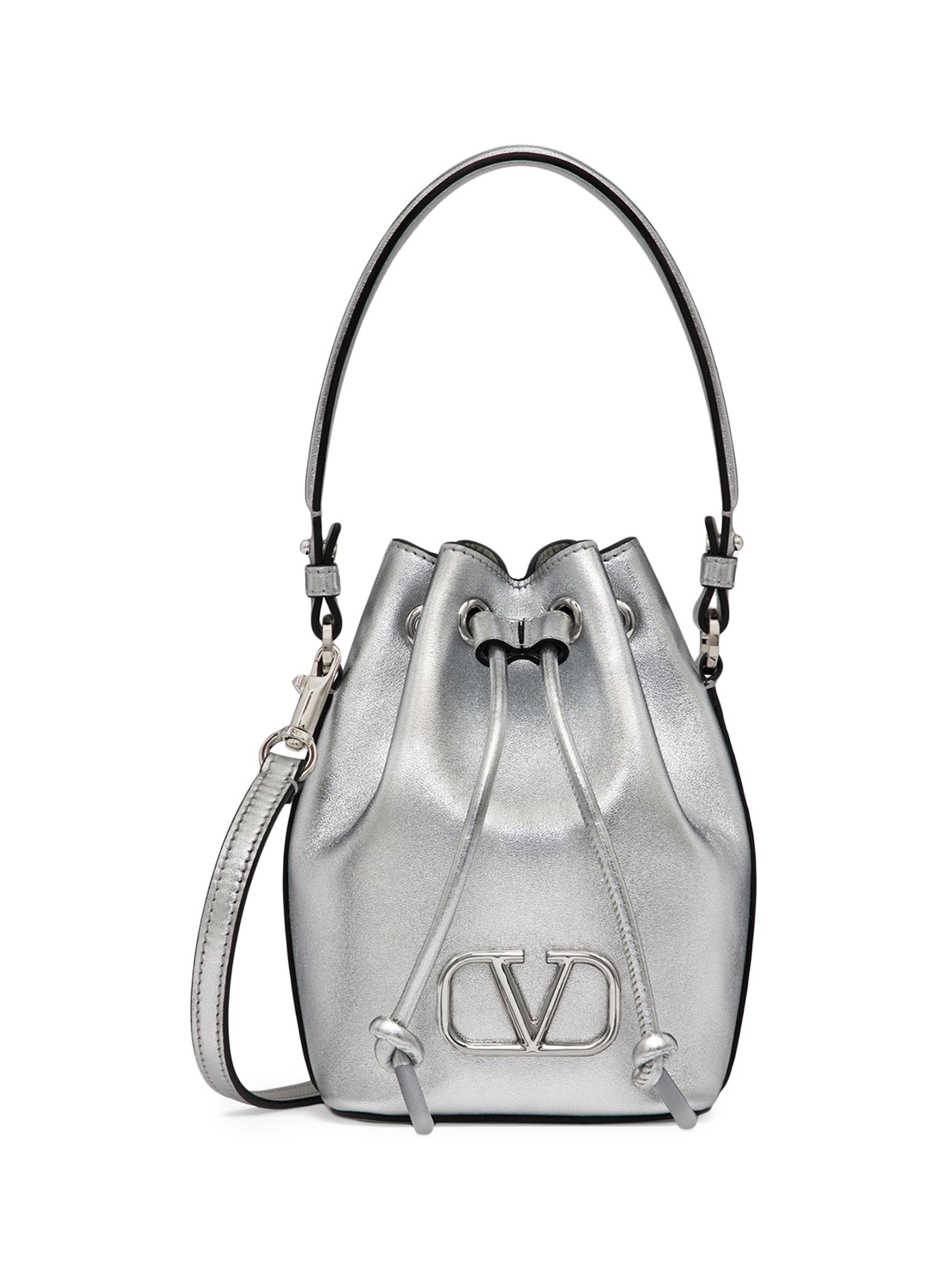 Valentino Garavani Mini Vlogo Signature Bucket Bag In Metallic