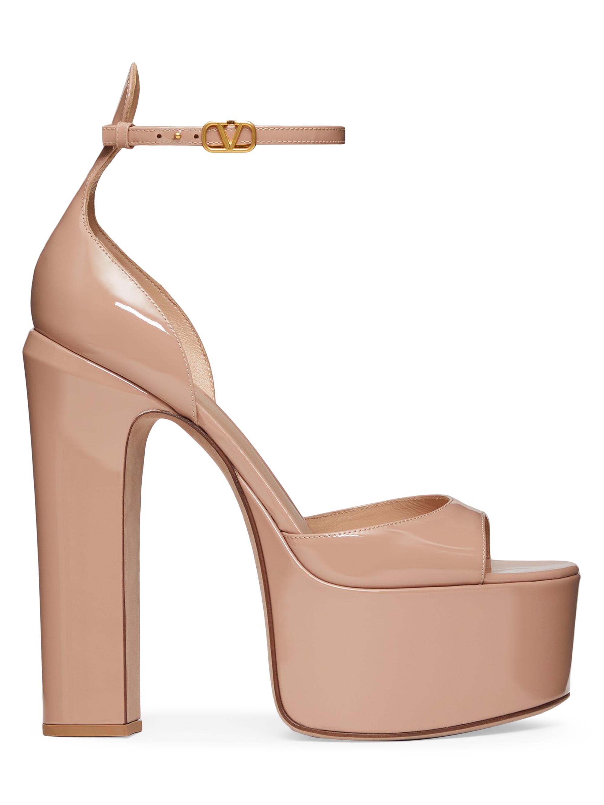 Valentino Garavani Women's Tan-Go Platform Patent Leather Sandals 155MM - Rose Cannelle