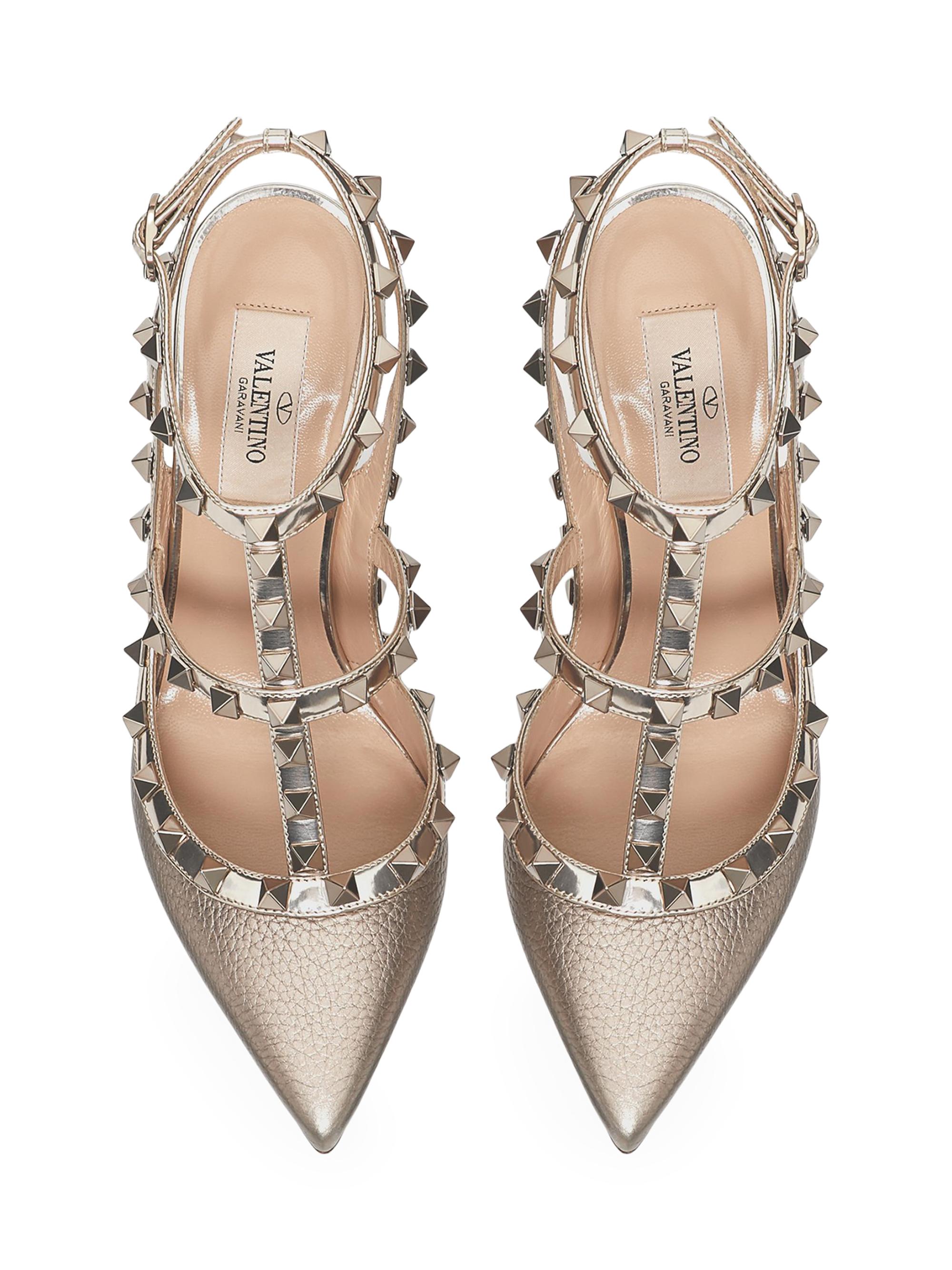 Valentino Garavani Rockstud 70mm mirrored-leather pumps - Silver