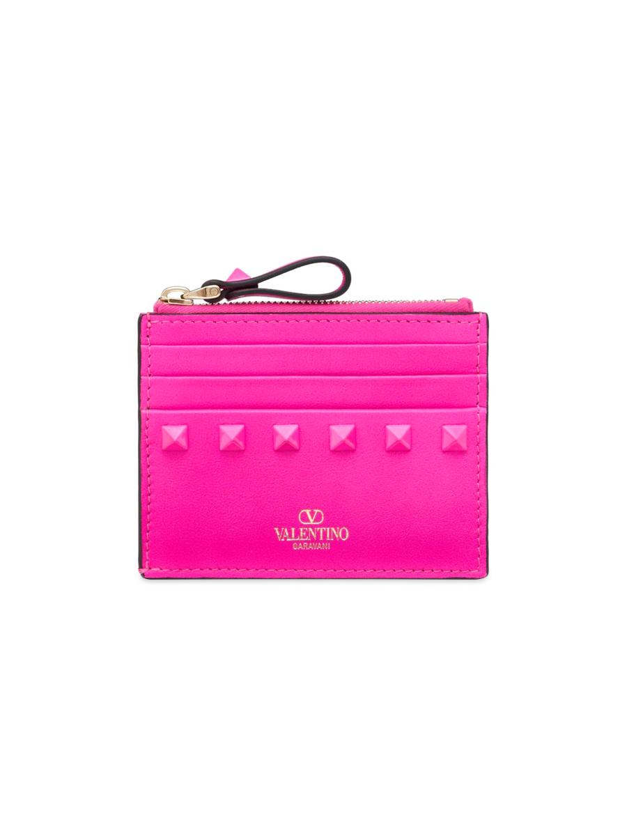 Valentino Garavani Rockstud Calfskin Cardholder with Zipper