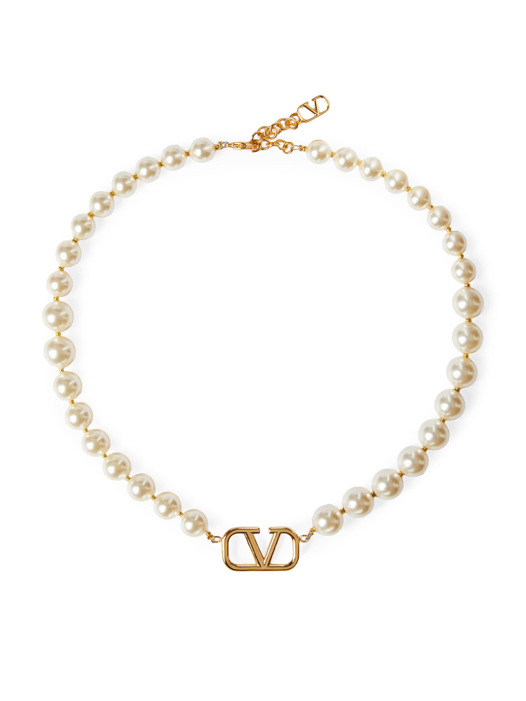 Valentino Garavani VLogo Signature Metal Necklace With Swarovski