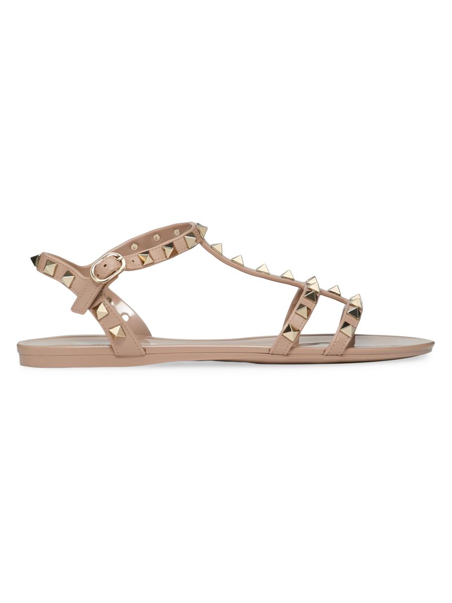 サンダル VALENTINO GARAVANI FLATS NERO Valentino Garavani Rockstud leather flat sandals Valentino
