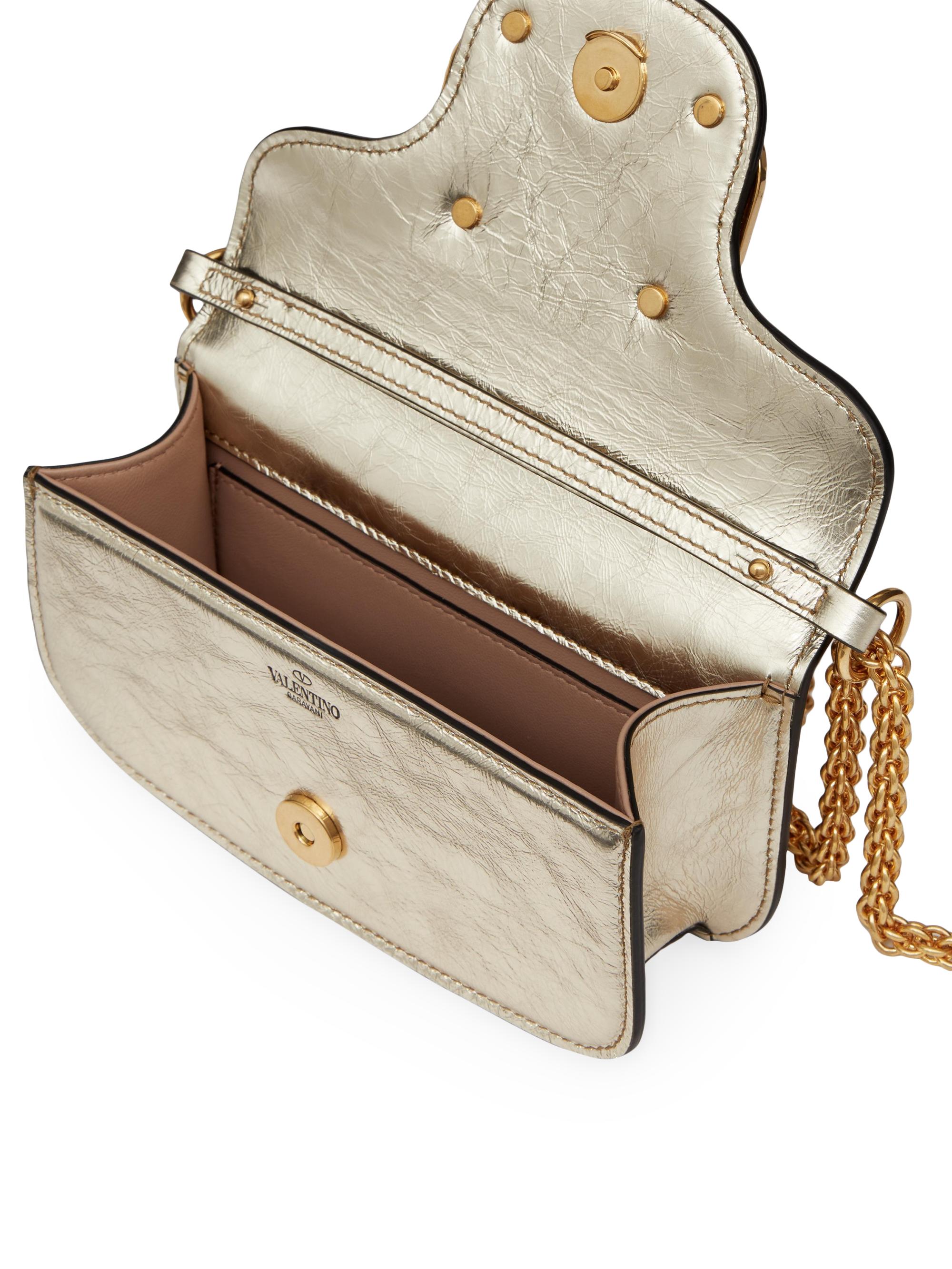 Valentino Garavani Small Locò Metallic Calfskin Bag | Saks Fifth