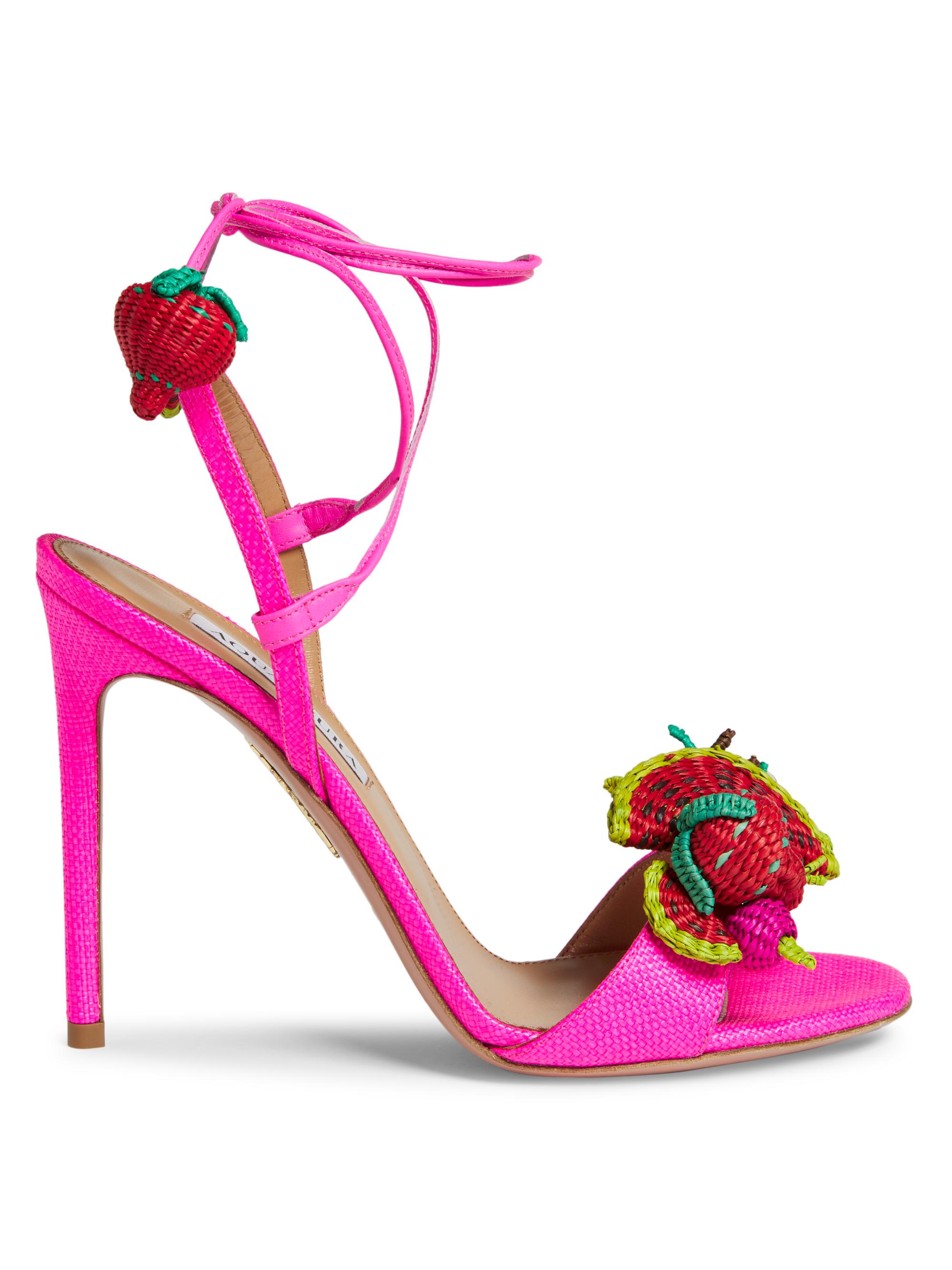 Aquazzura Women's Oskan 105MM Floral Sandals - Ultra Pink