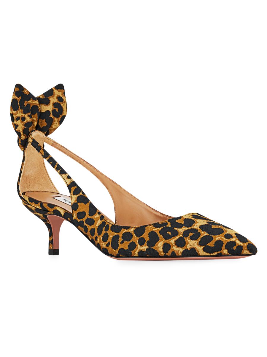 Aquazzura Bow Tie 50MM Leopard Pumps | Saks Fifth Avenue