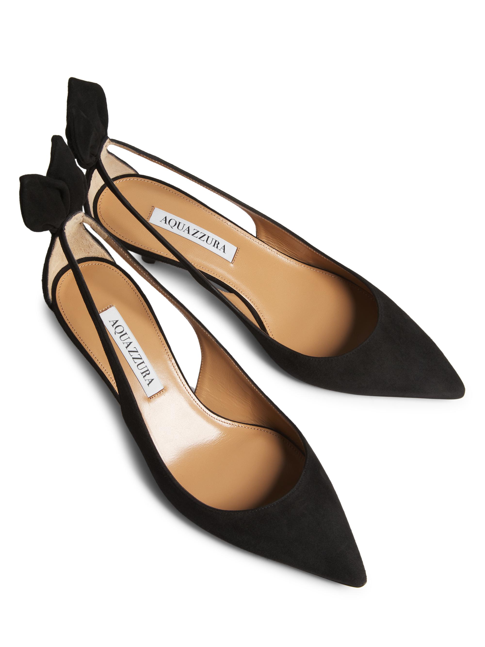 Aquazzura Bow Tie 50MM Suede Pumps Saks Fifth Avenue