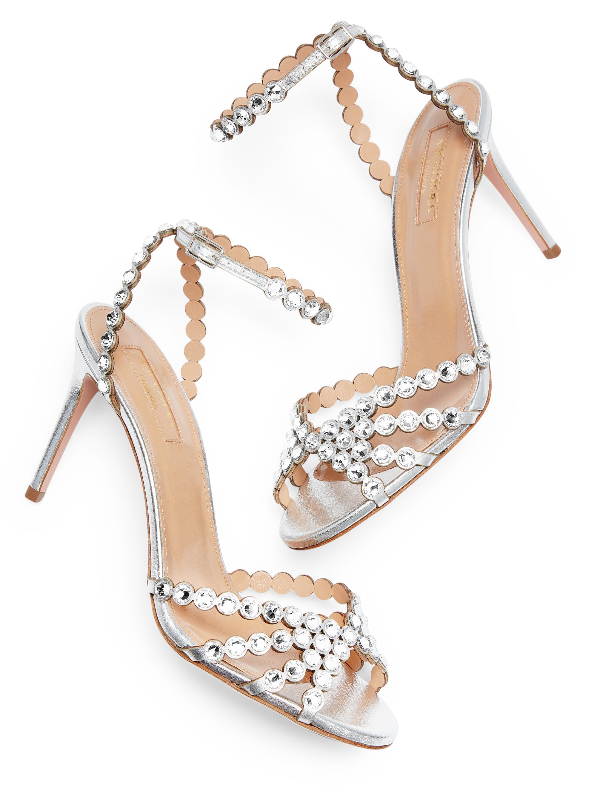 Aquazzura Sundance 85mm crystal-embellished sandals - Silver