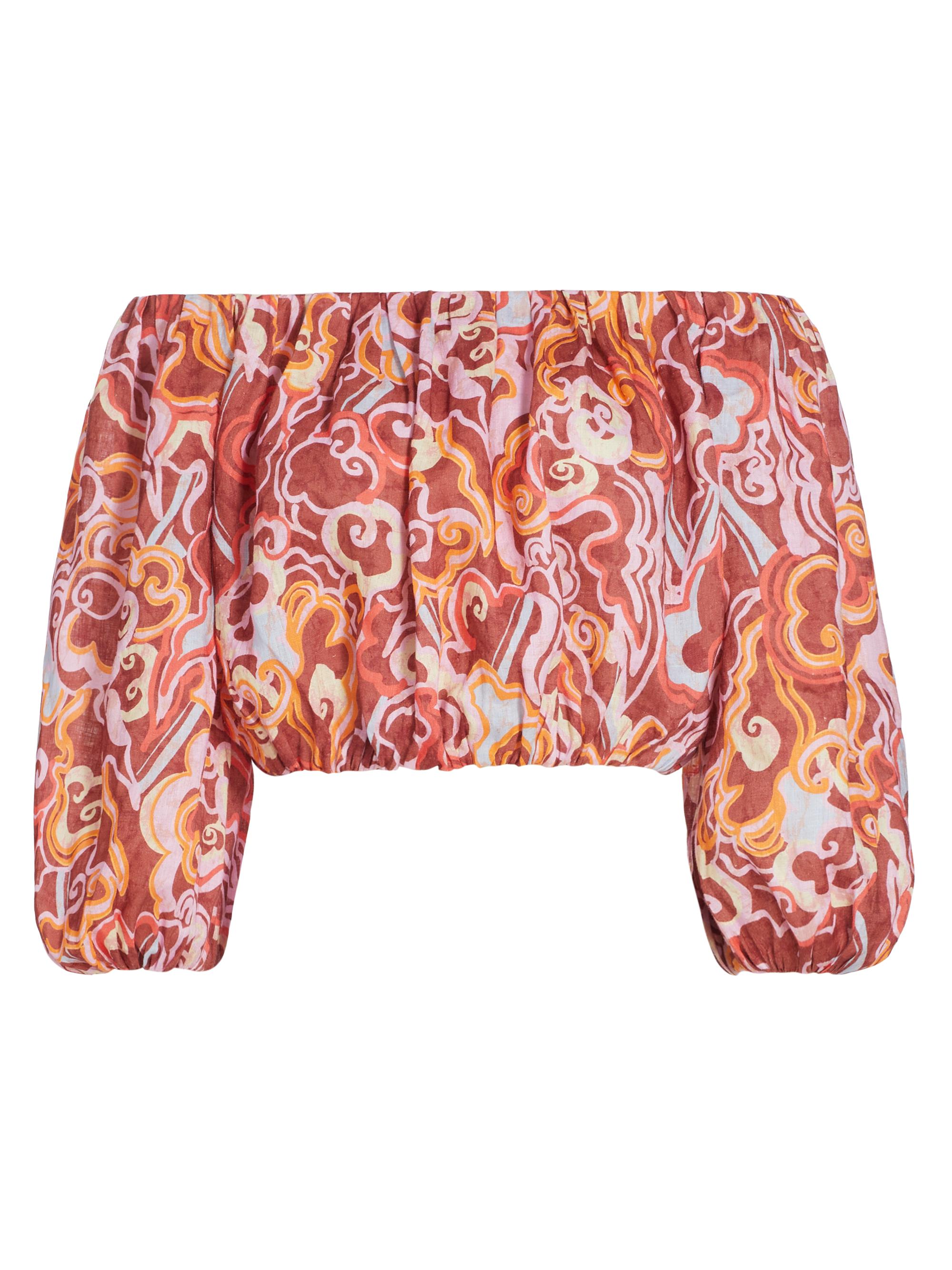 A.L.C. Women's Katherine Linen Off-The-Shoulder Top - Baked Clay Multi