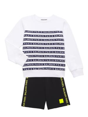 Balmain Kids logo-print button-up jacket - White