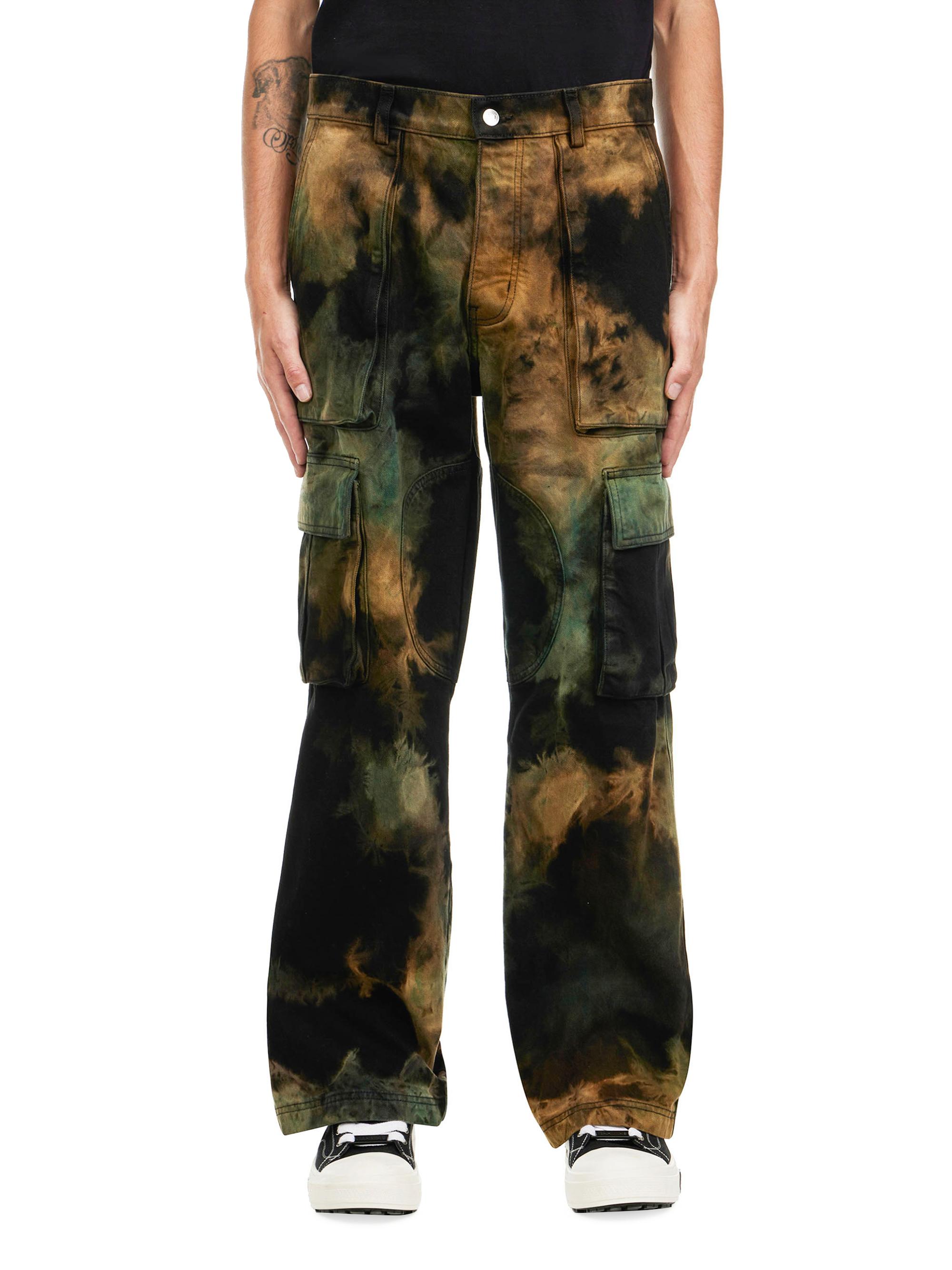 Nahmias Men's Tie-Dye Denim Cargo Pants - Camo Tye Dye