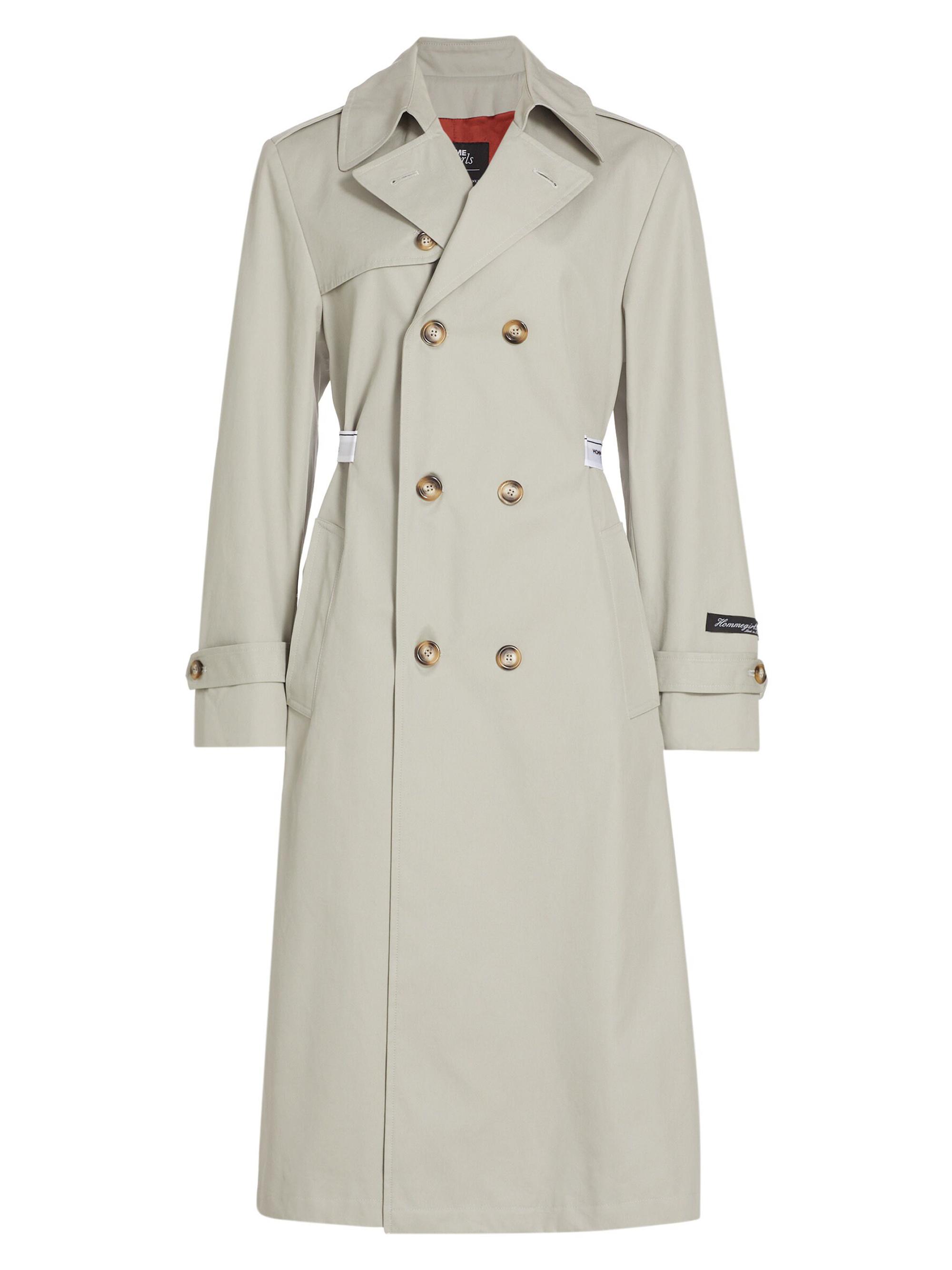 Hommegirls Women's Elastic Logo Waist Trench Coat - Grey