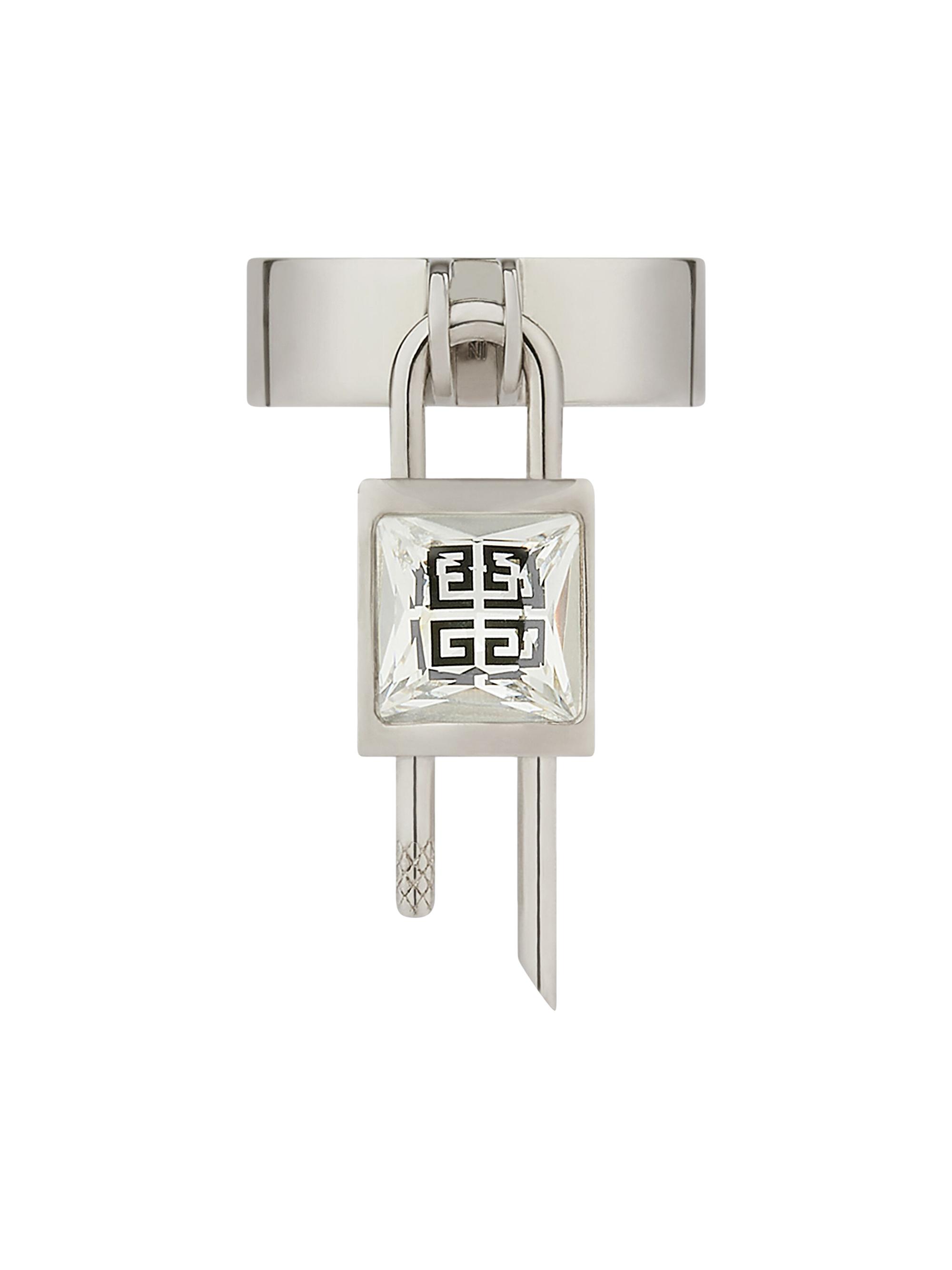 Givenchy Women's Mini Lock Ring In Metal With Crystal - Silvery