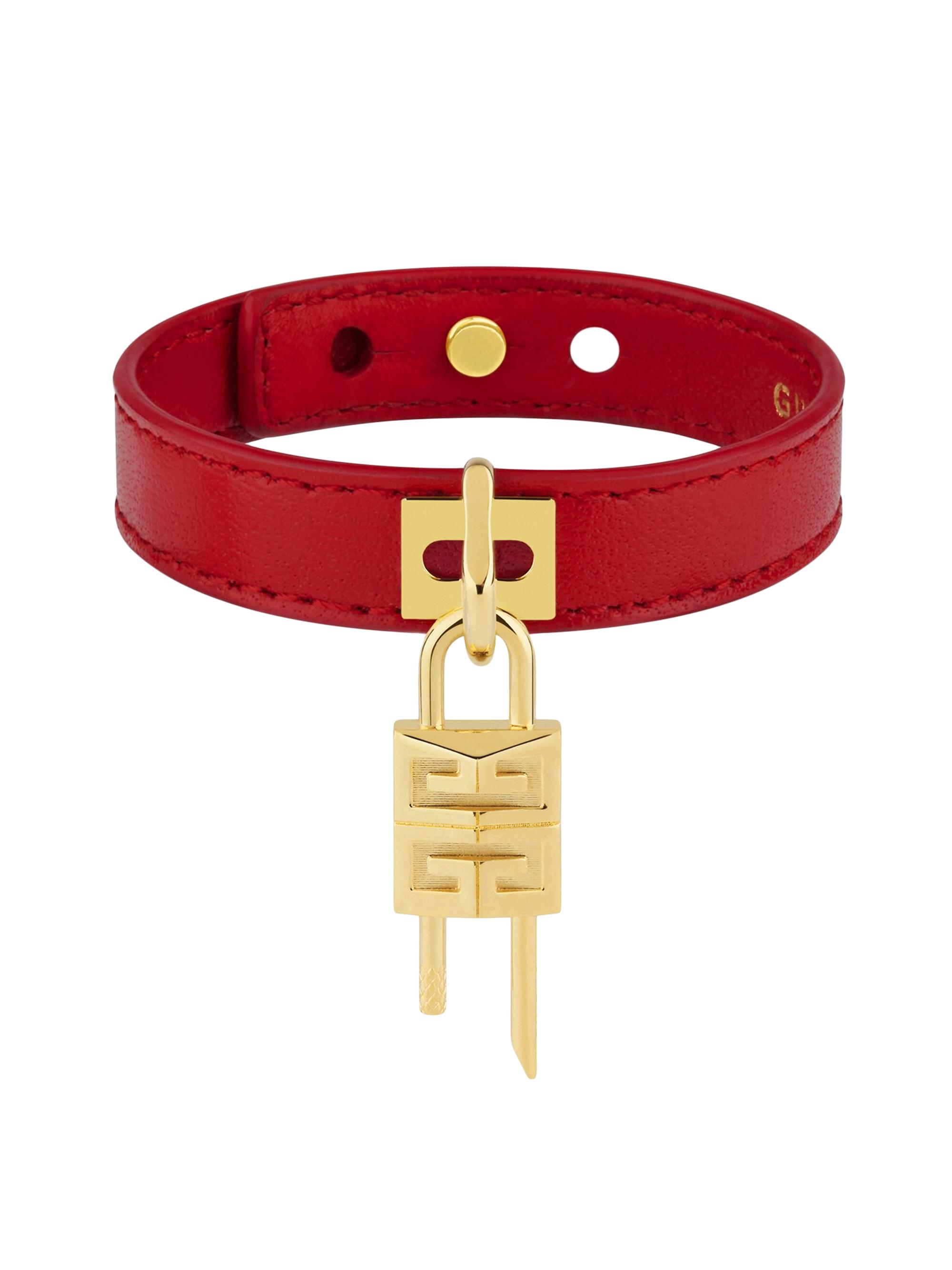 Givenchy Women's Mini Lock Bracelet In Metal And Leather - Golden Red