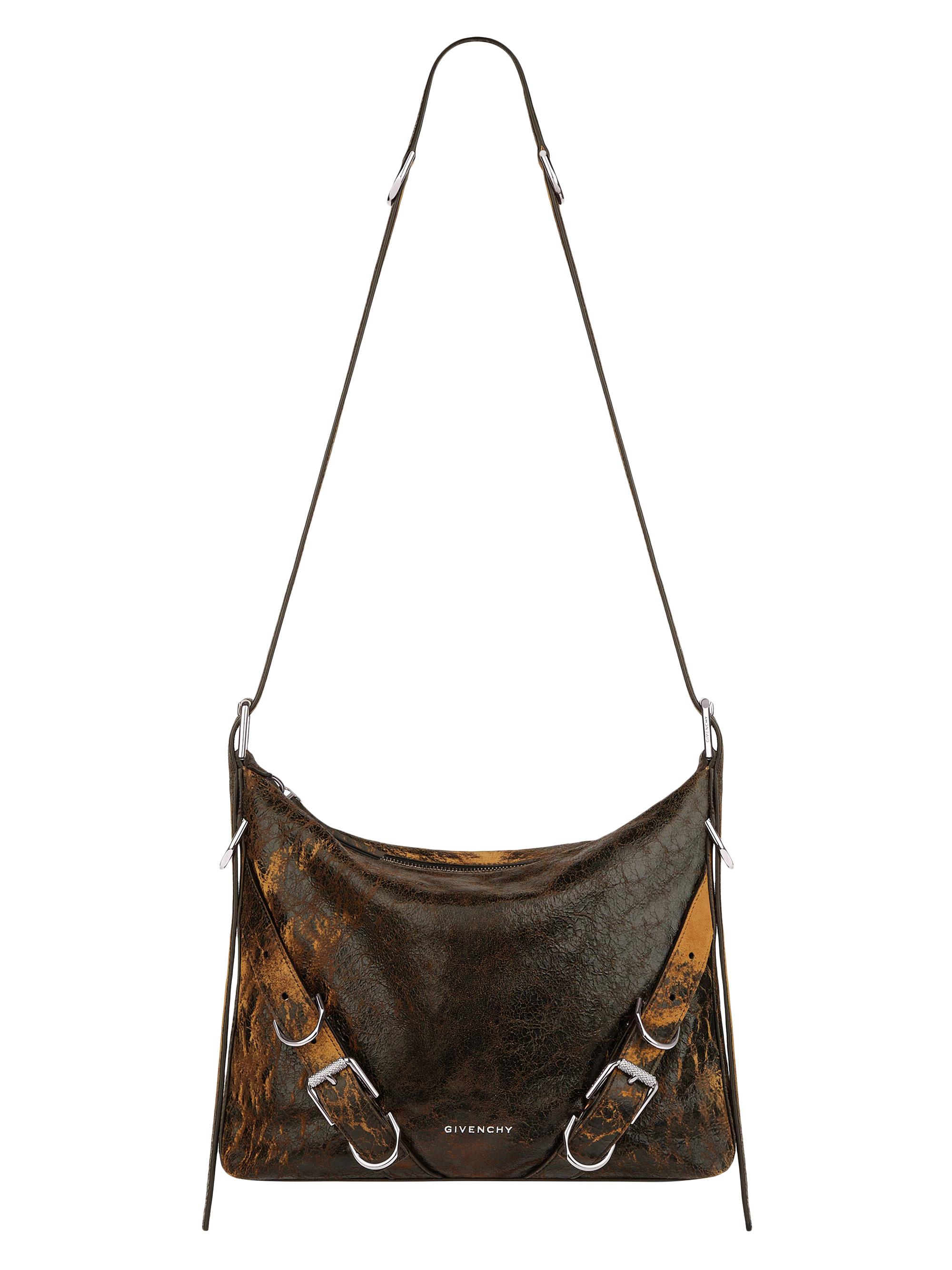 Givenchy Men's Voyou Crossbody Bag In Crackled Leather - Black Brown