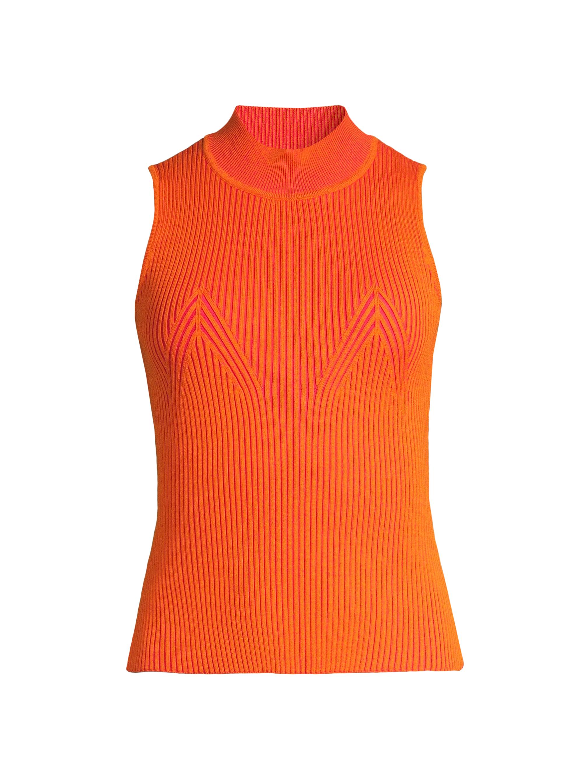 Milly Women's Rib-Knit Mock Turtleneck Top - Pink Coral