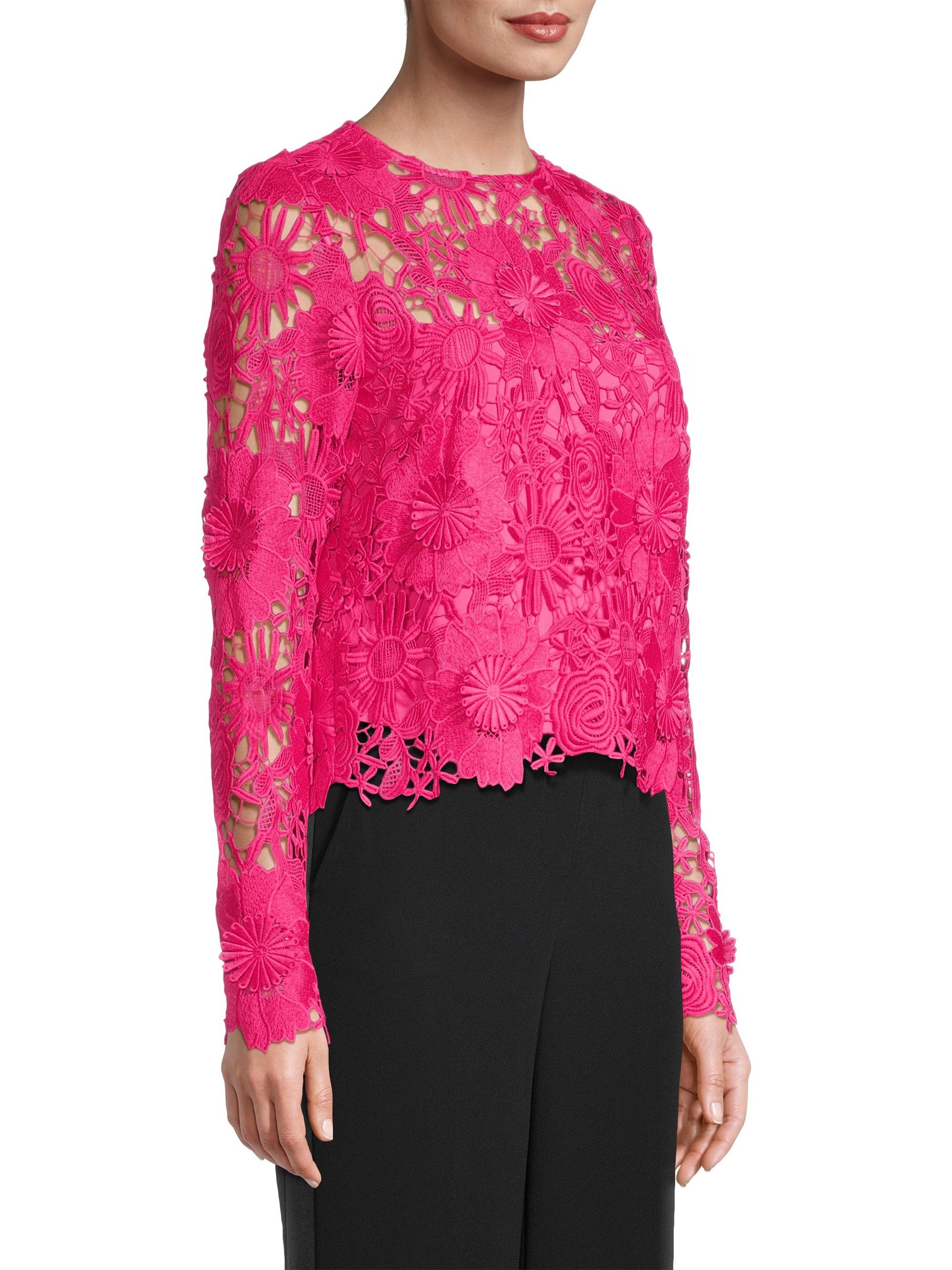 Milly Nori 3D Lace Long-Sleeve Top | Saks Fifth Avenue