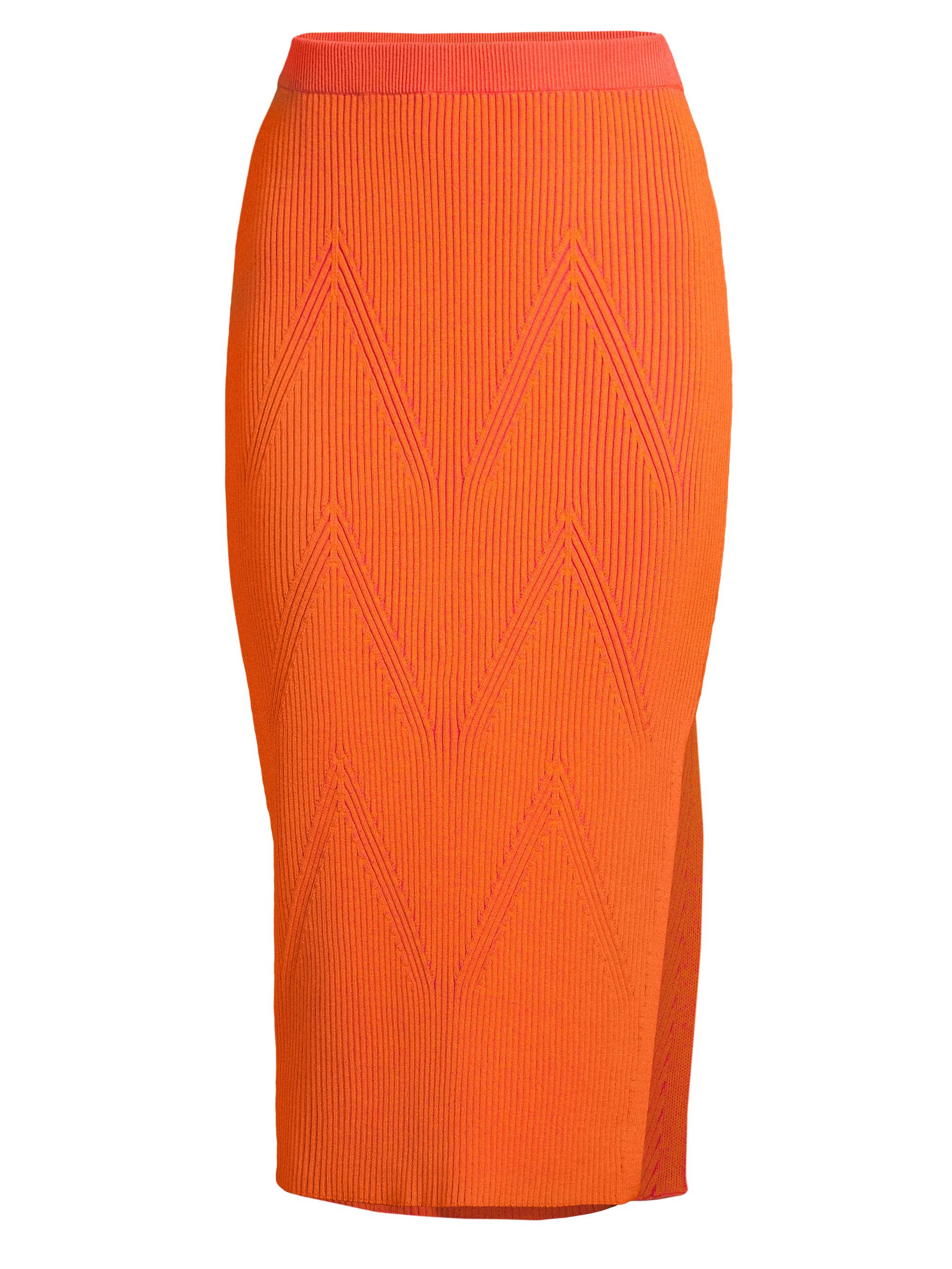 Milly Women's Ribbed-Knit Midi-Skirt - Pink Coral