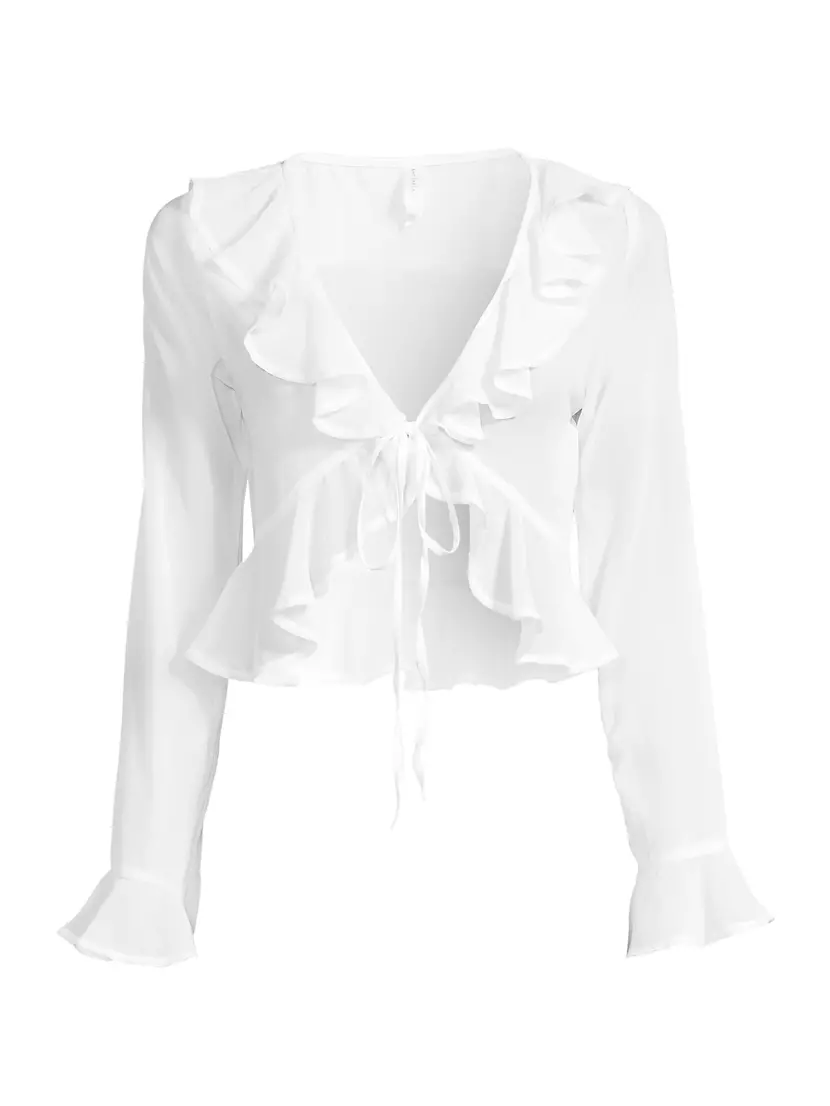 Makenna Ruffle Sleeve Bodysuit - White