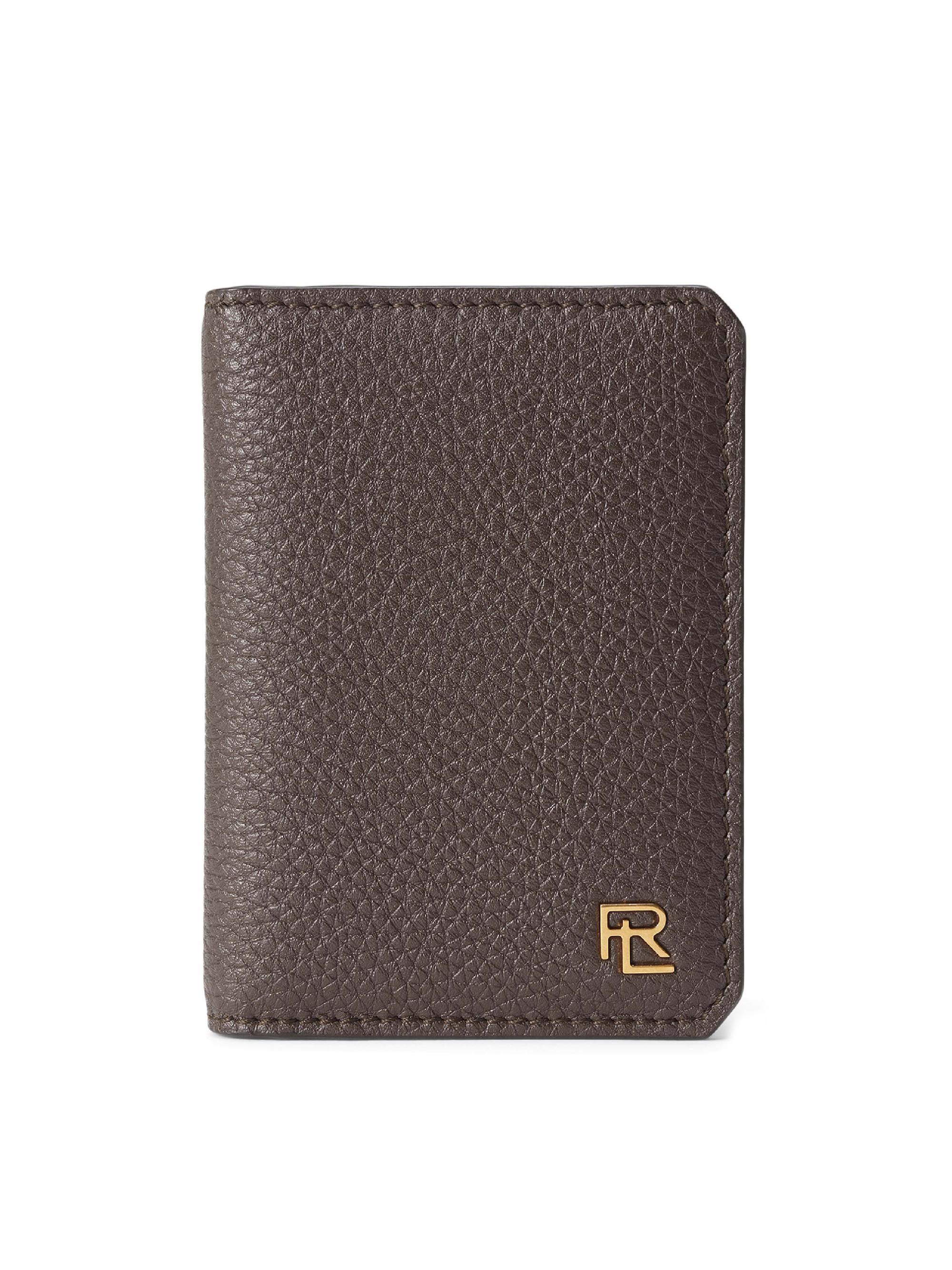 Ralph Lauren Purple Label Men's Slim Pebbled Leather Card Case - Dark Brown