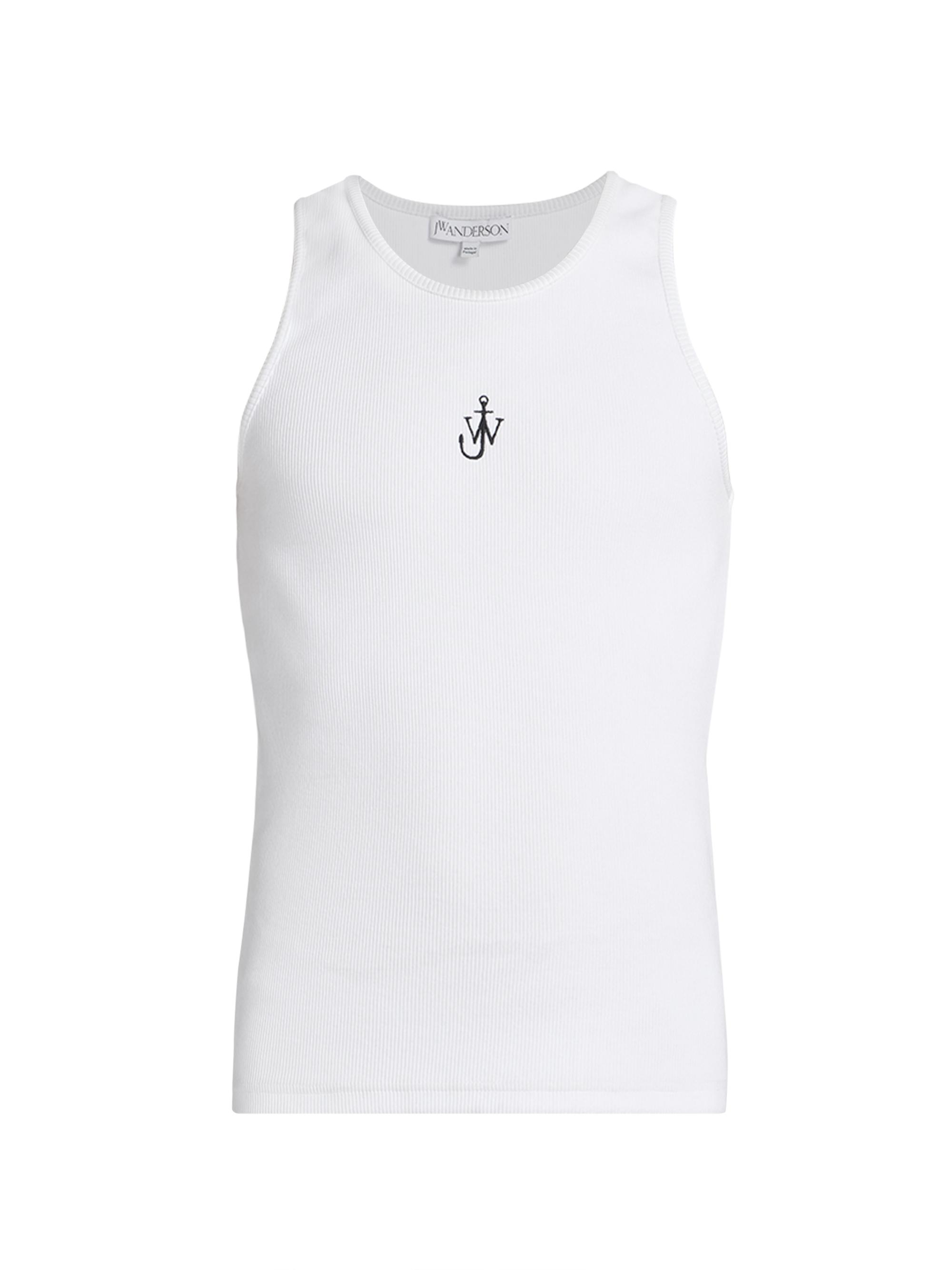 JW Anderson Men's Anchor Embroidered Tank Top - White