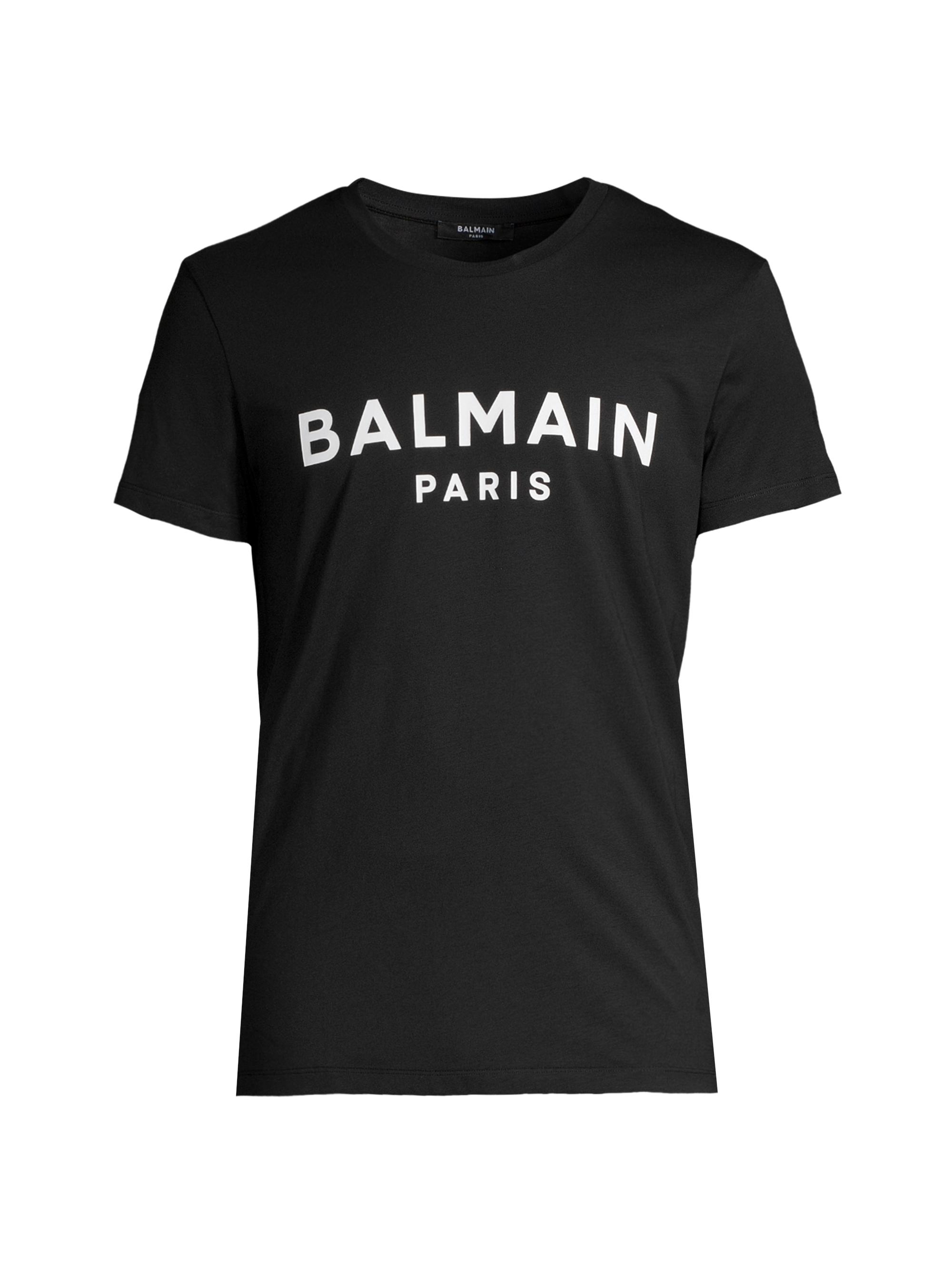 Balmain Men's Logo Cotton T-Shirt - Black White